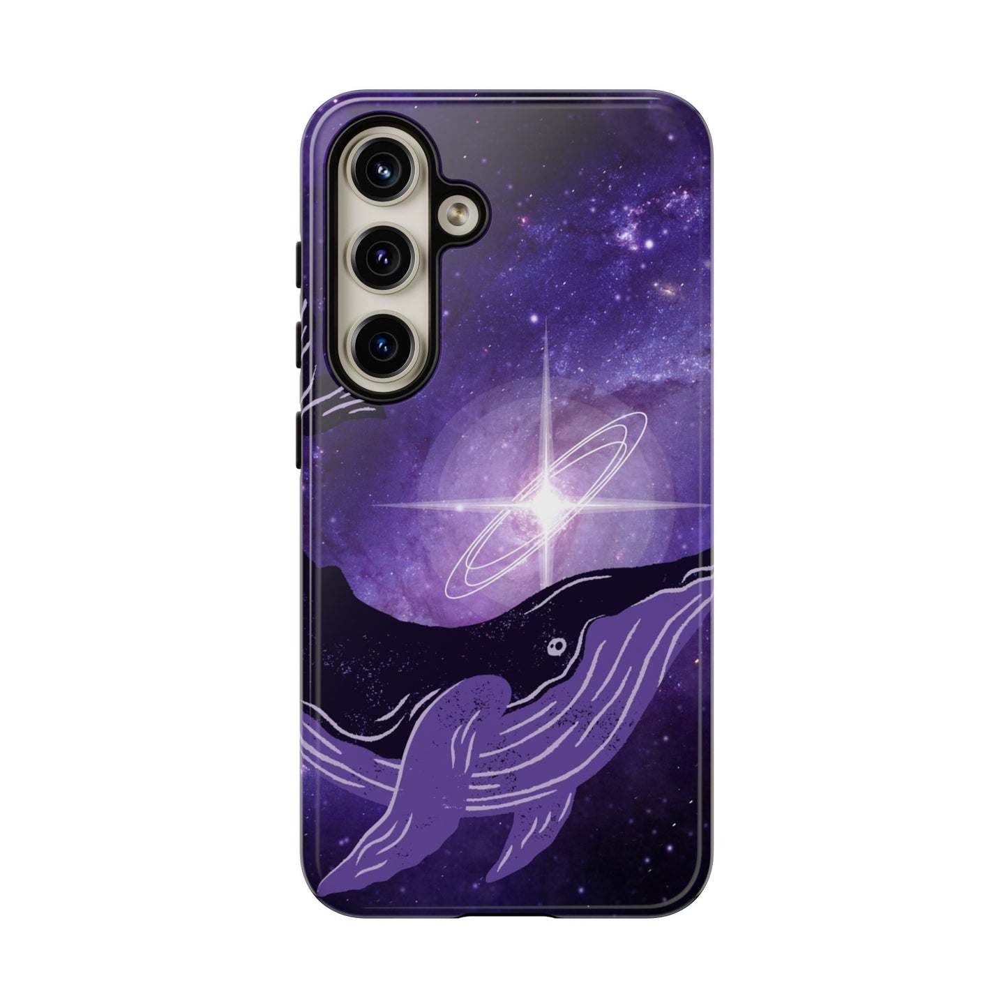 Purple Whale in Outer Space Phone Case