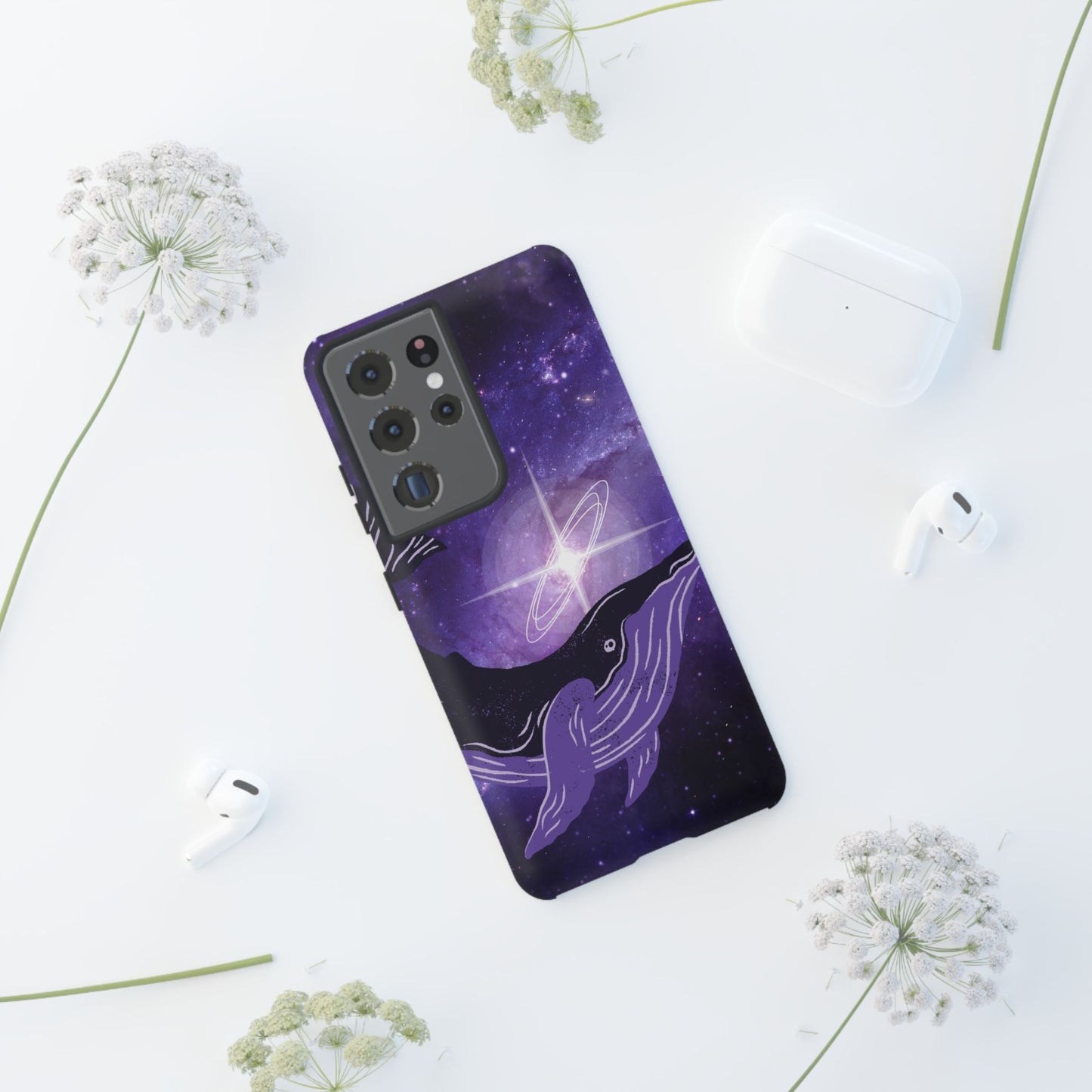 Purple Whale in Outer Space Phone Case