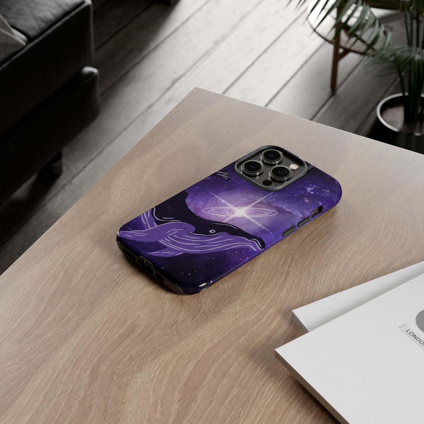 Purple Whale in Outer Space Phone Case
