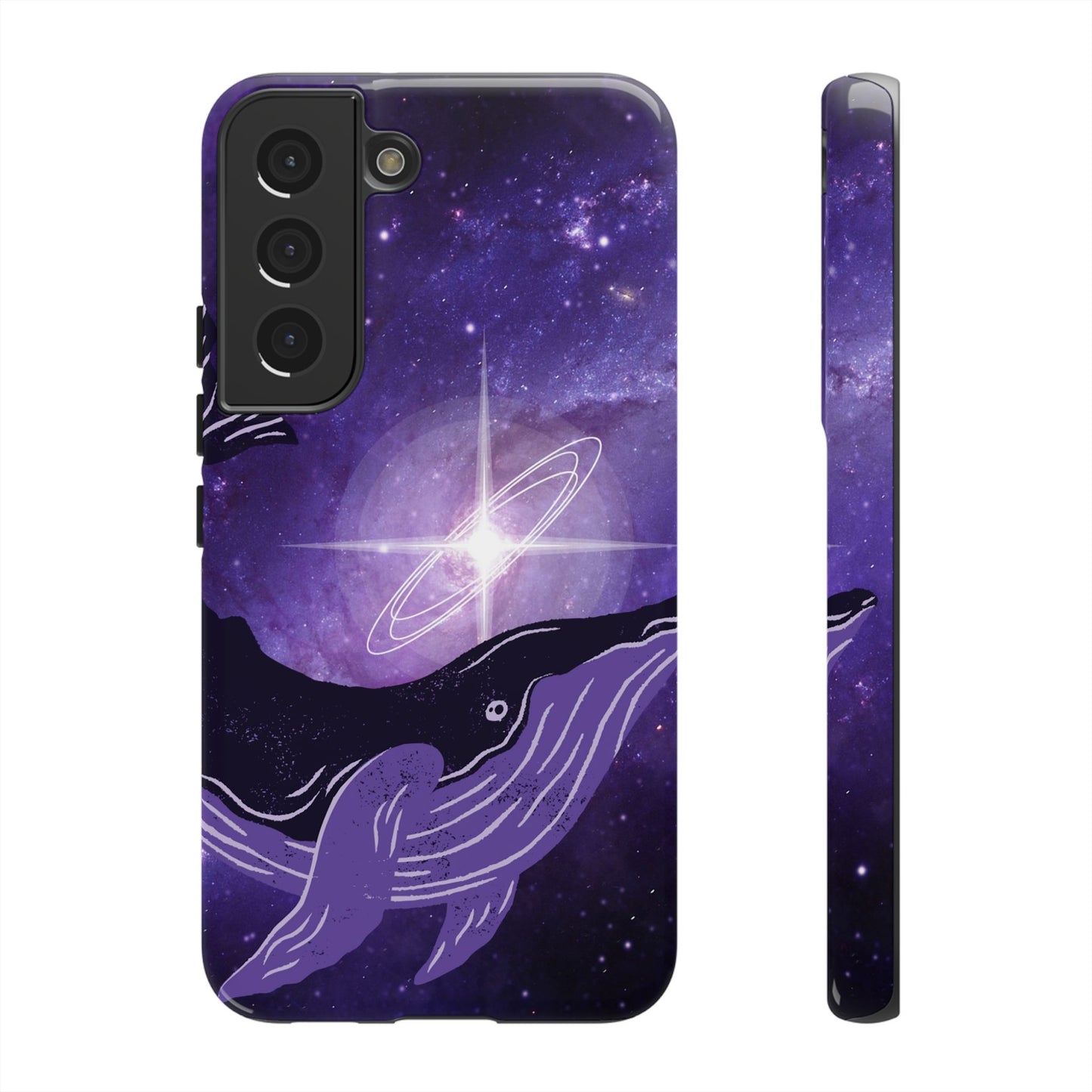 Purple Whale in Outer Space Phone Case