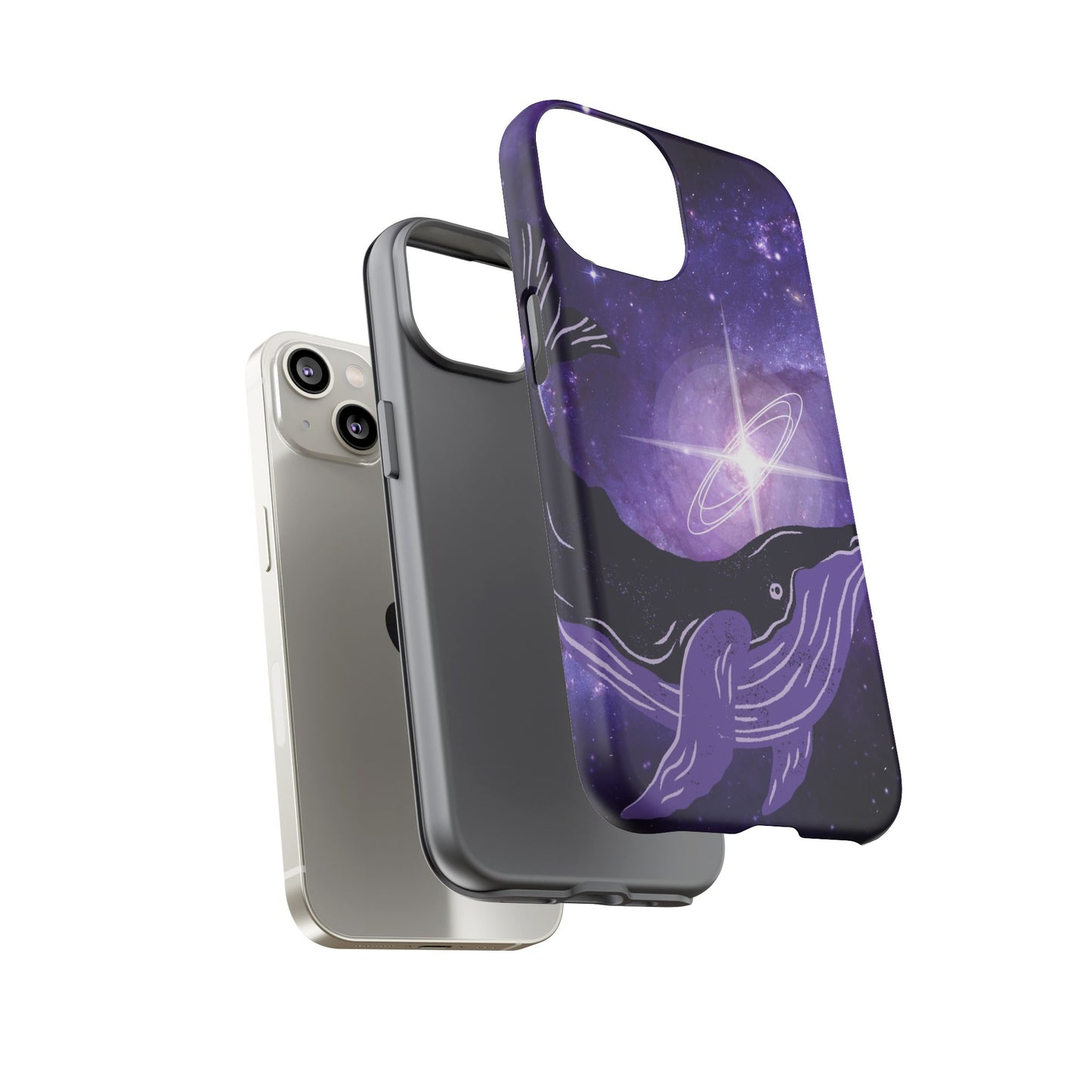 Purple Whale in Outer Space Phone Case