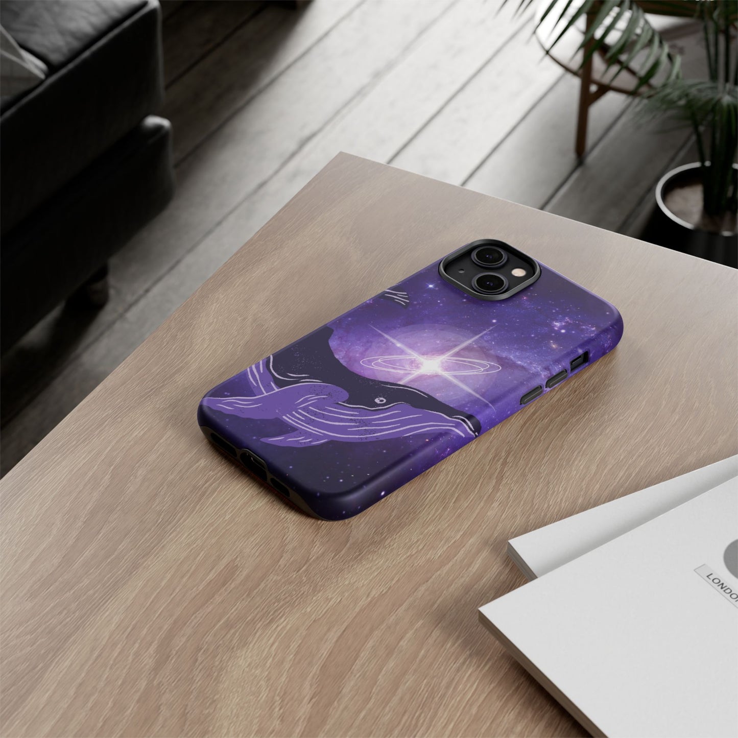 Purple Whale in Outer Space Phone Case