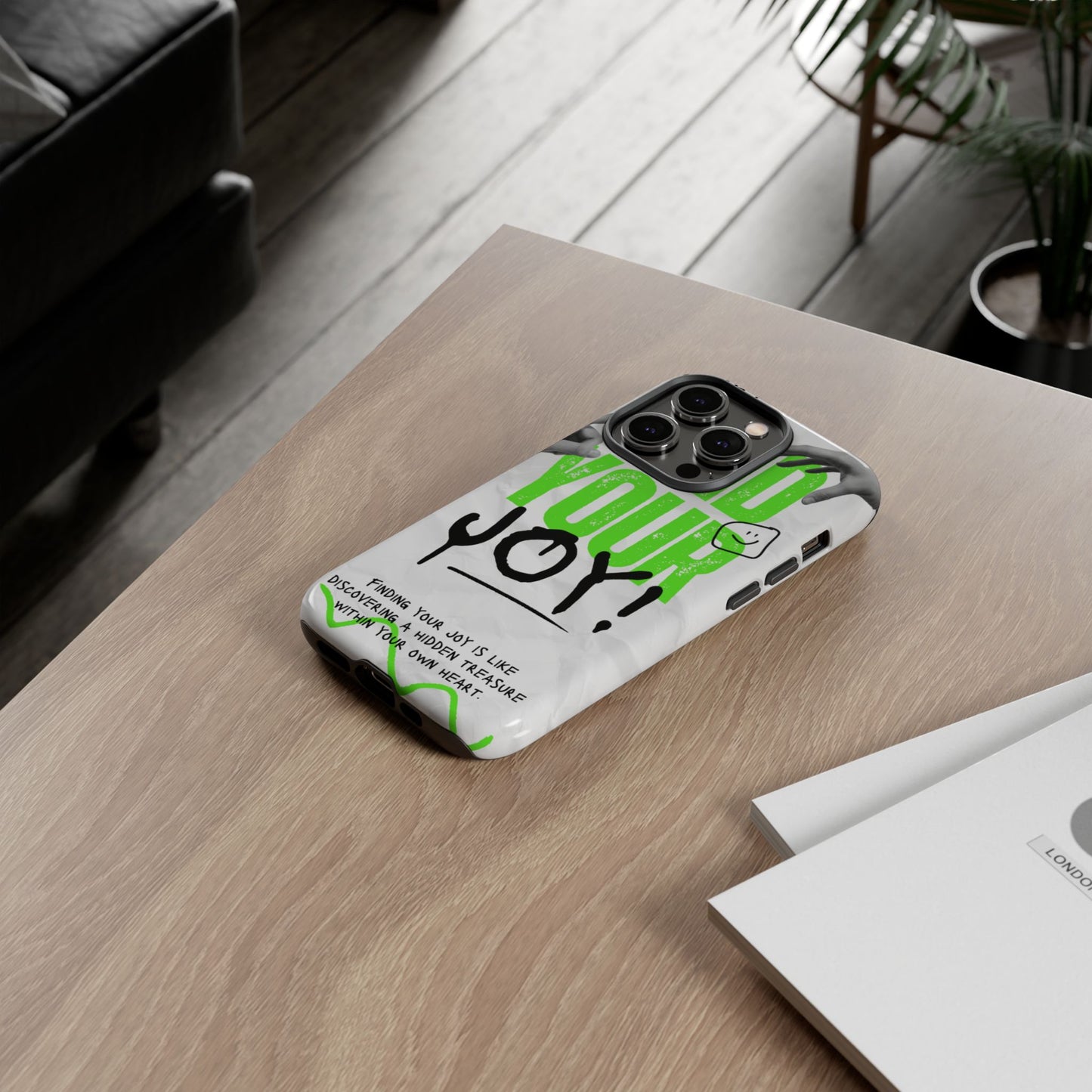 White Green Grunge Find Your Joy Phone Case