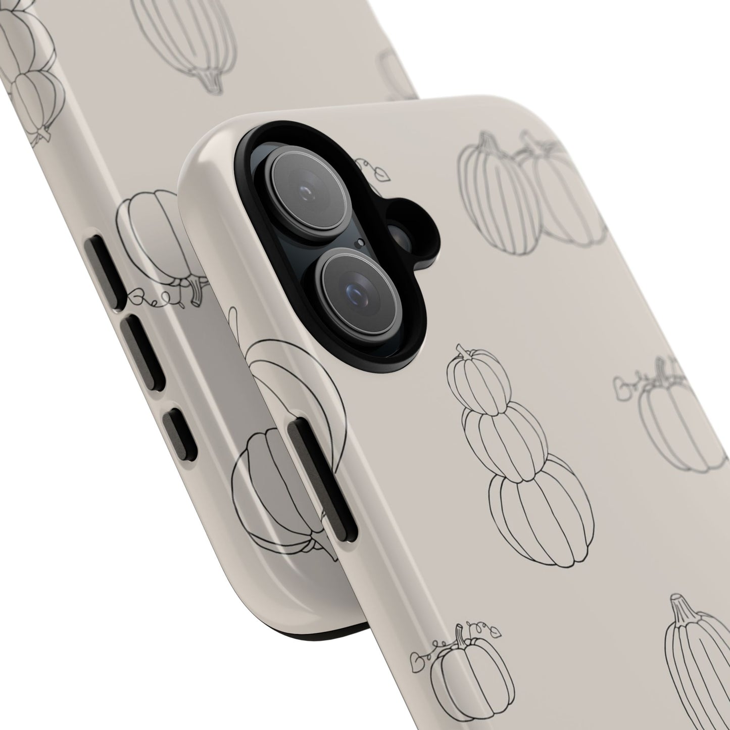 Beige Aesthetic Illustrated Pumpkins Fall Phone Case