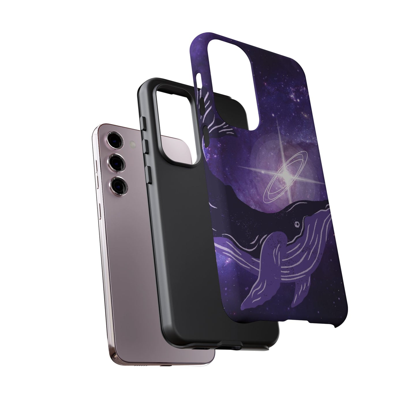 Purple Whale in Outer Space Phone Case