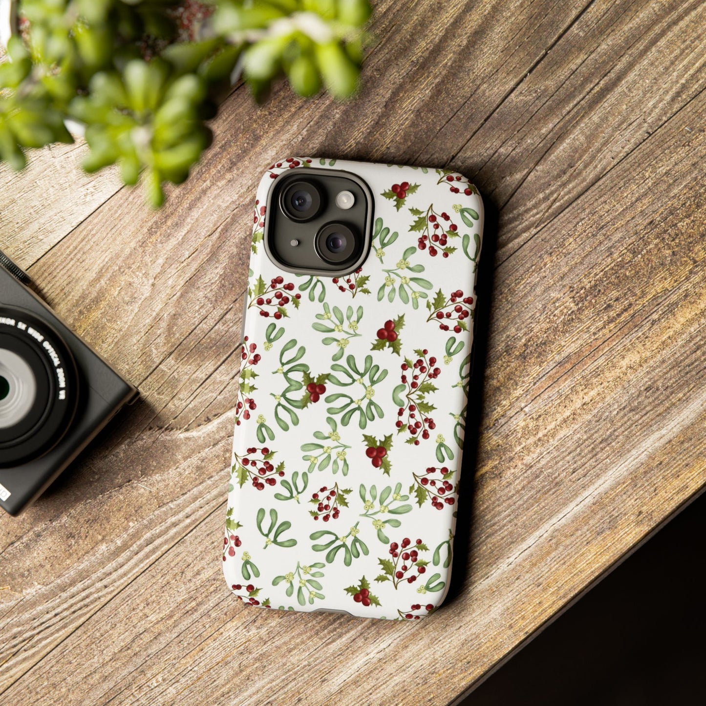 Red Green Watercolor Chriatmas Phone Case