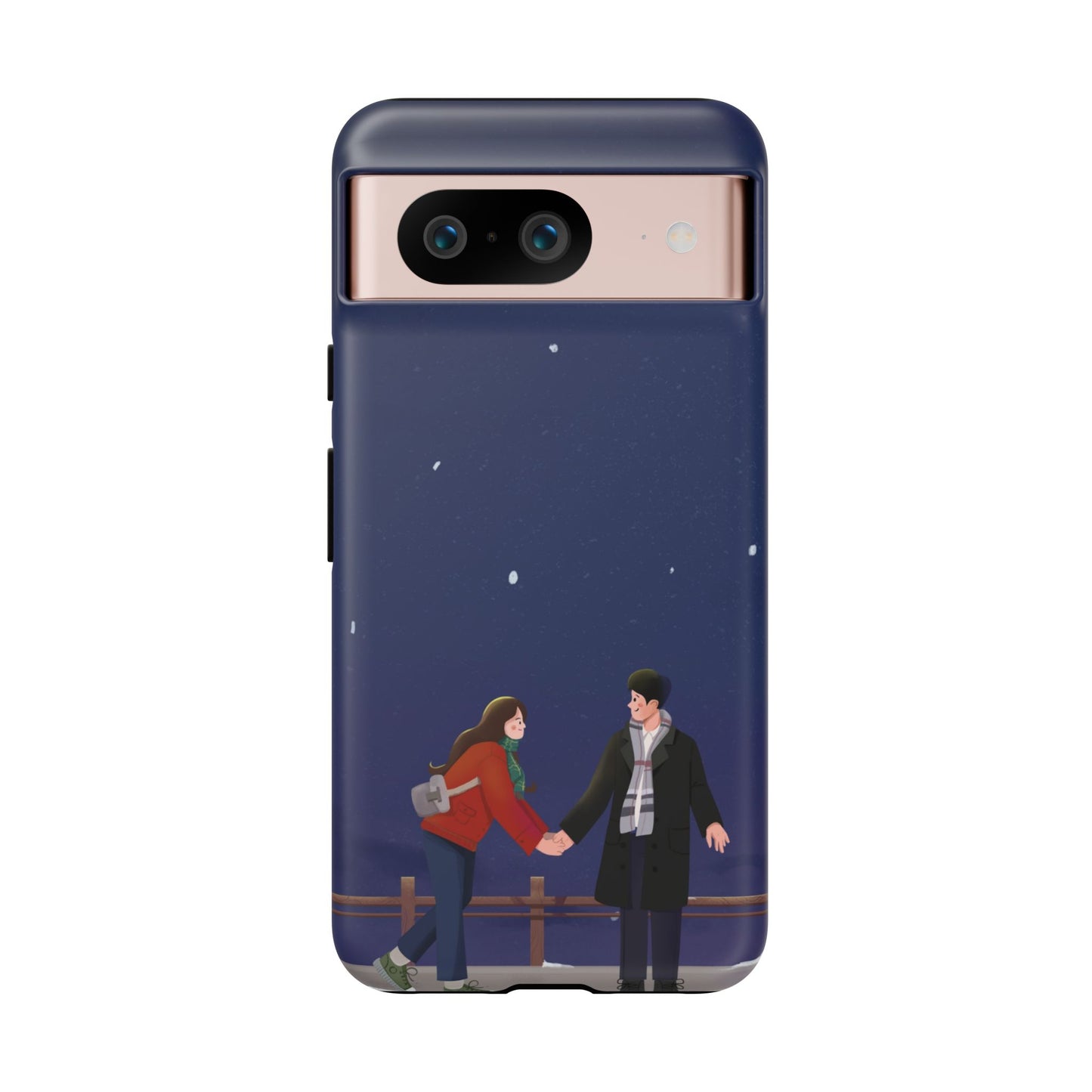 Blue Illustrated Couple and Night Sky Phone Case