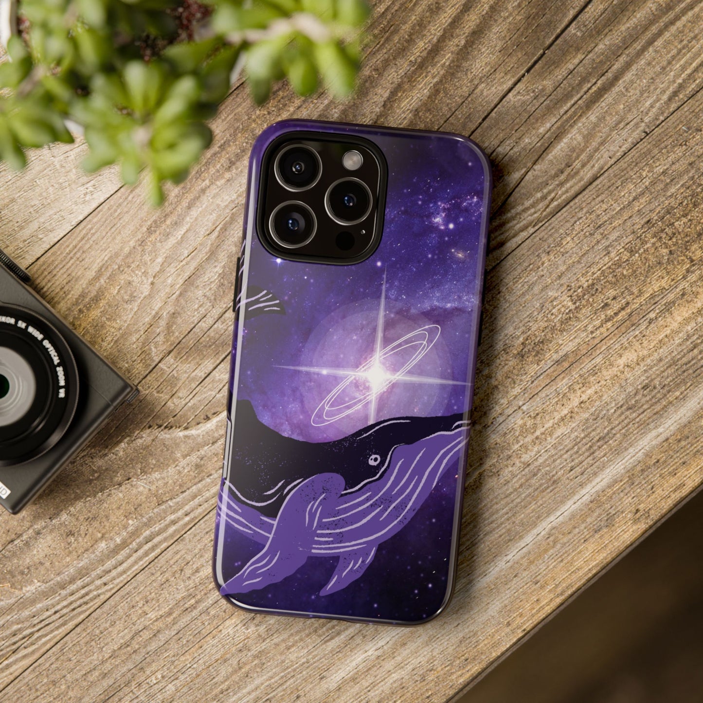 Purple Whale in Outer Space Phone Case