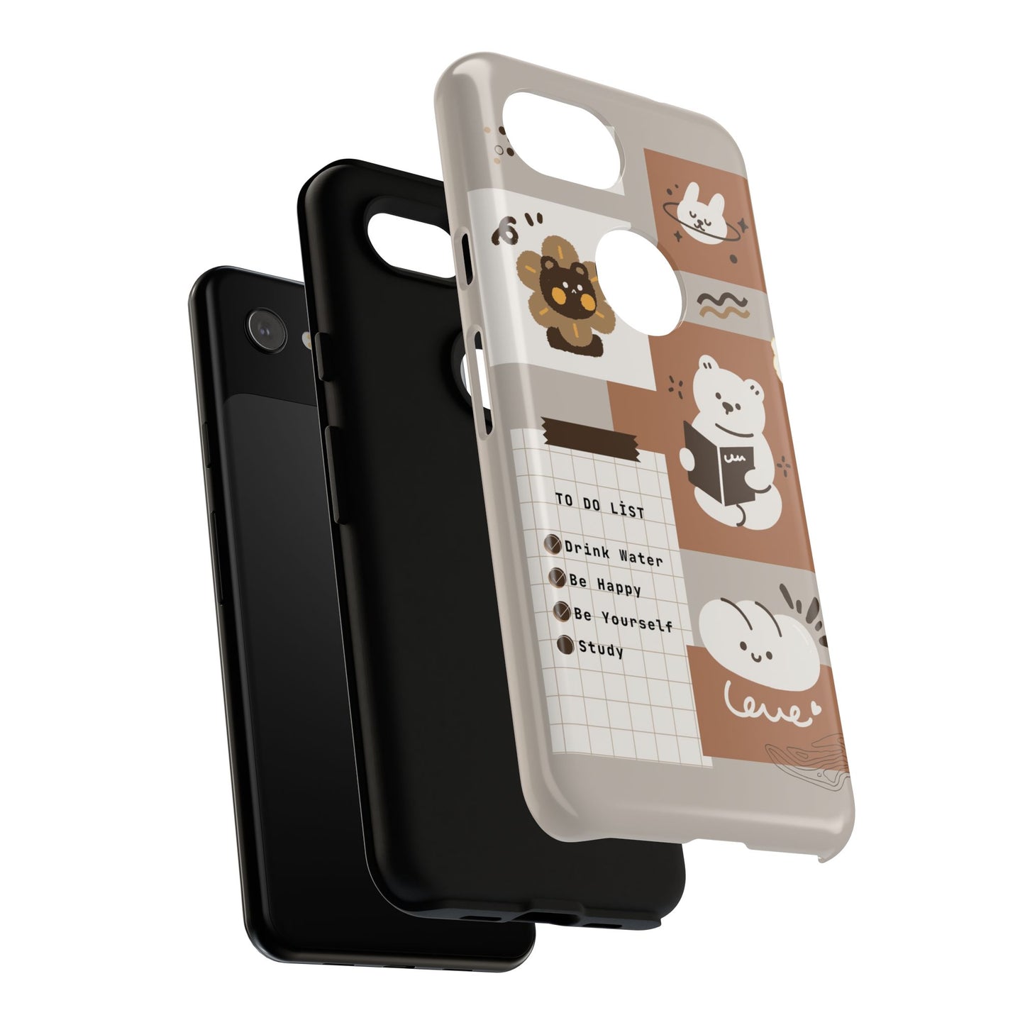 Beige & Brown Playful Illustration Phone Case