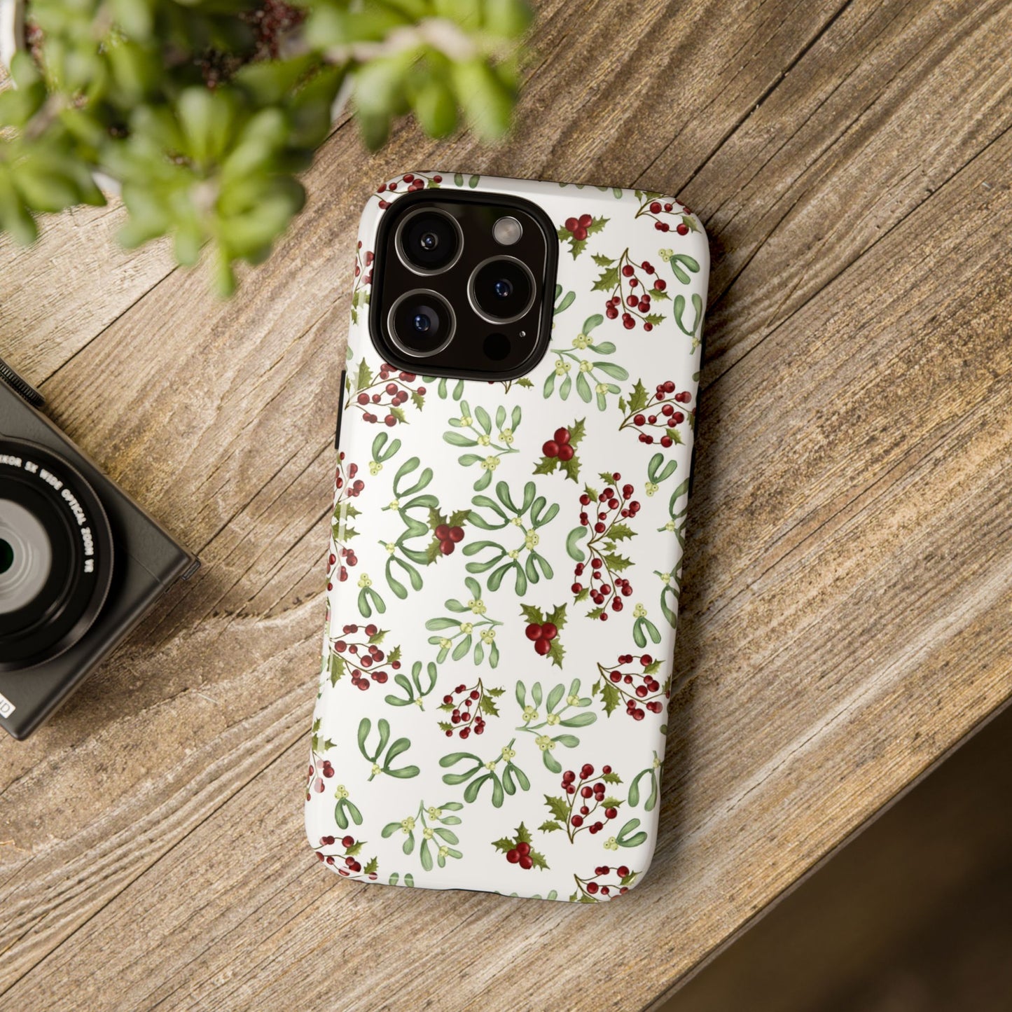 Red Green Watercolor Chriatmas Phone Case