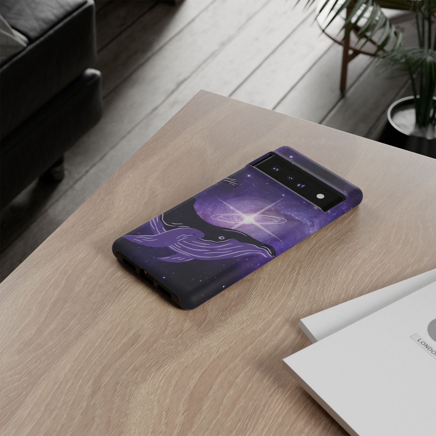 Purple Whale in Outer Space Phone Case