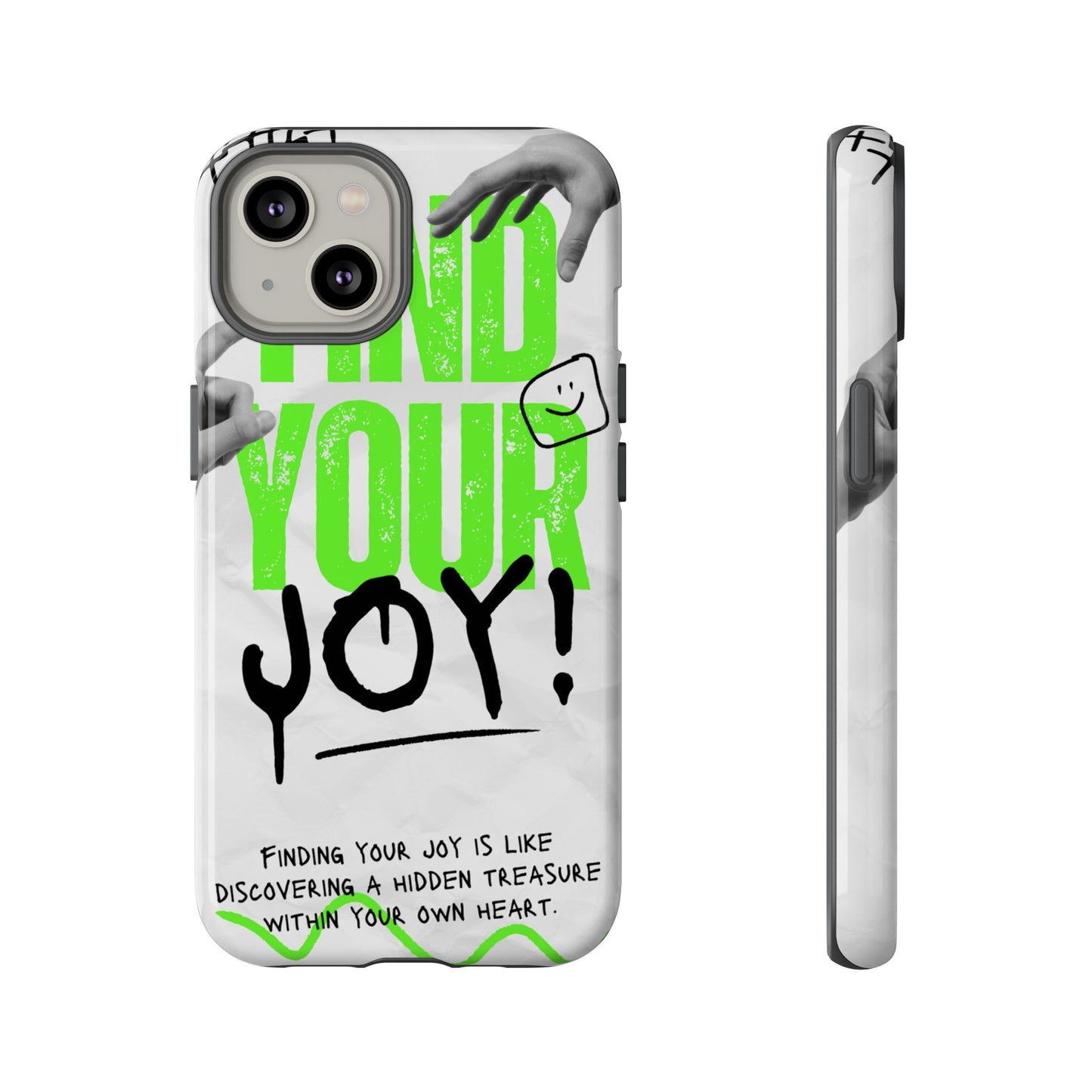 White Green Grunge Find Your Joy Phone Case