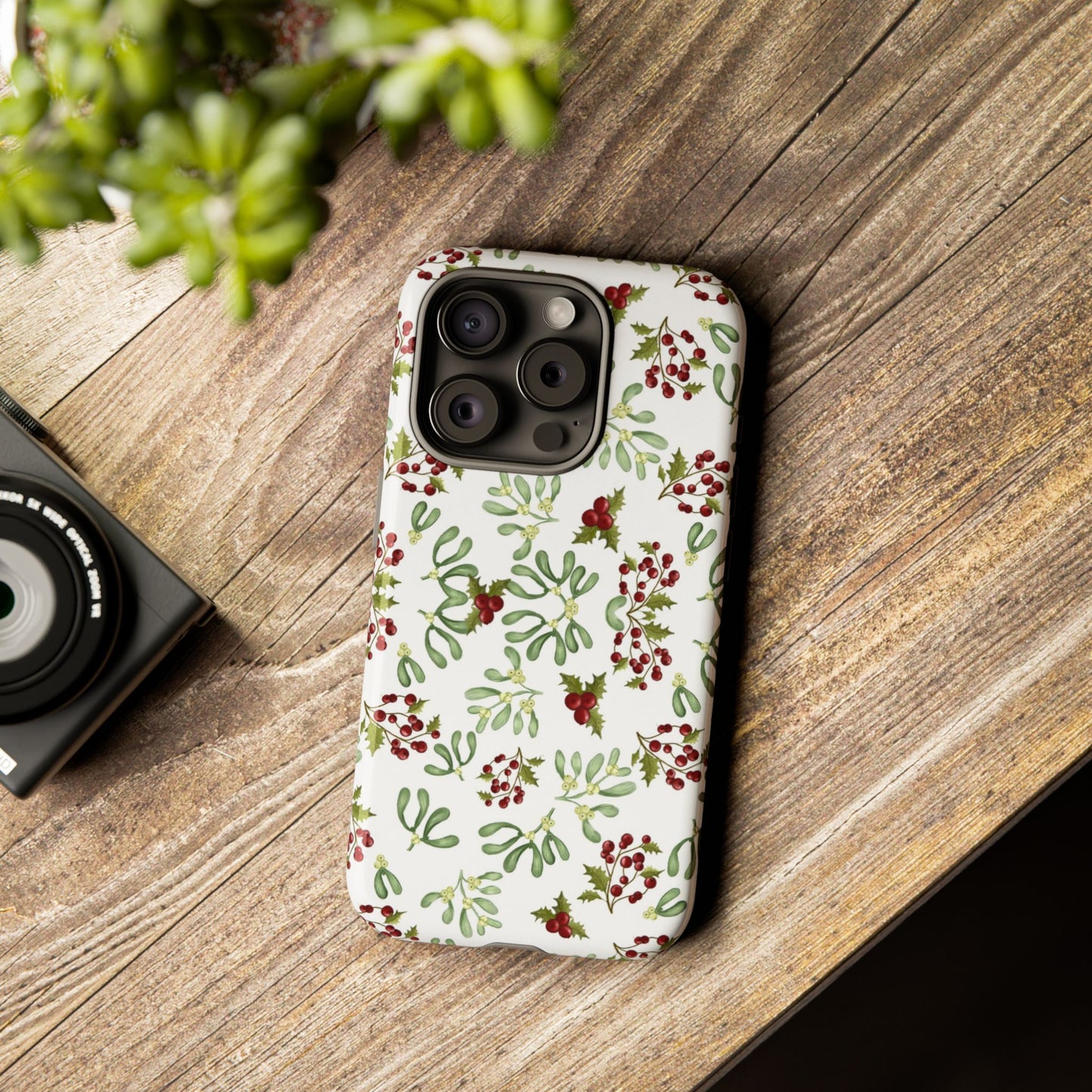 Red Green Watercolor Chriatmas Phone Case