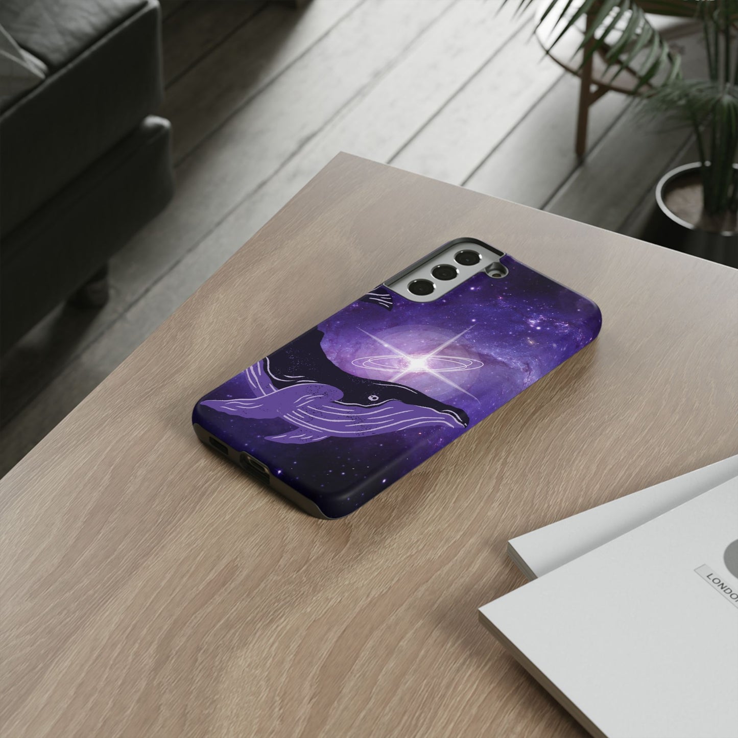 Purple Whale in Outer Space Phone Case
