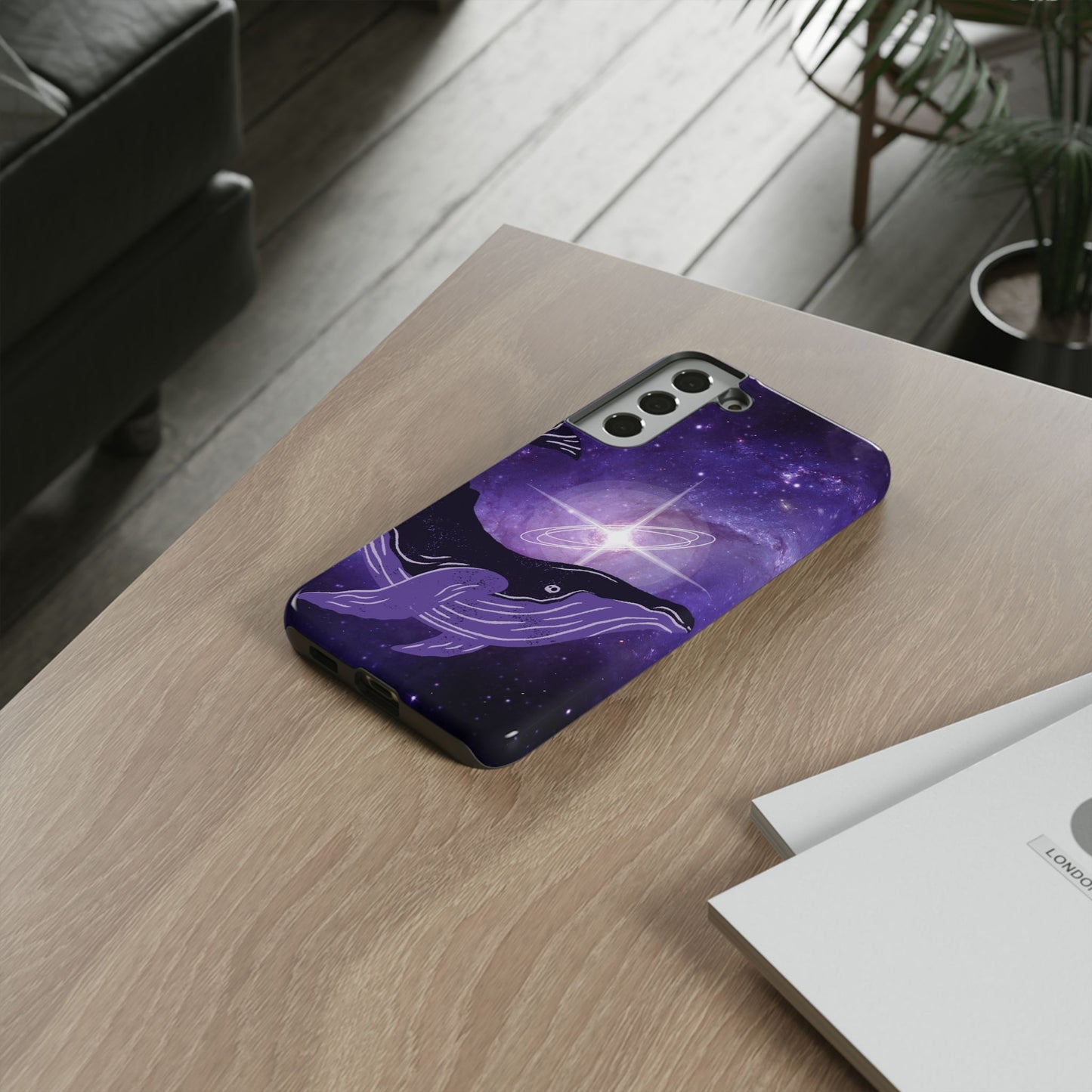 Purple Whale in Outer Space Phone Case