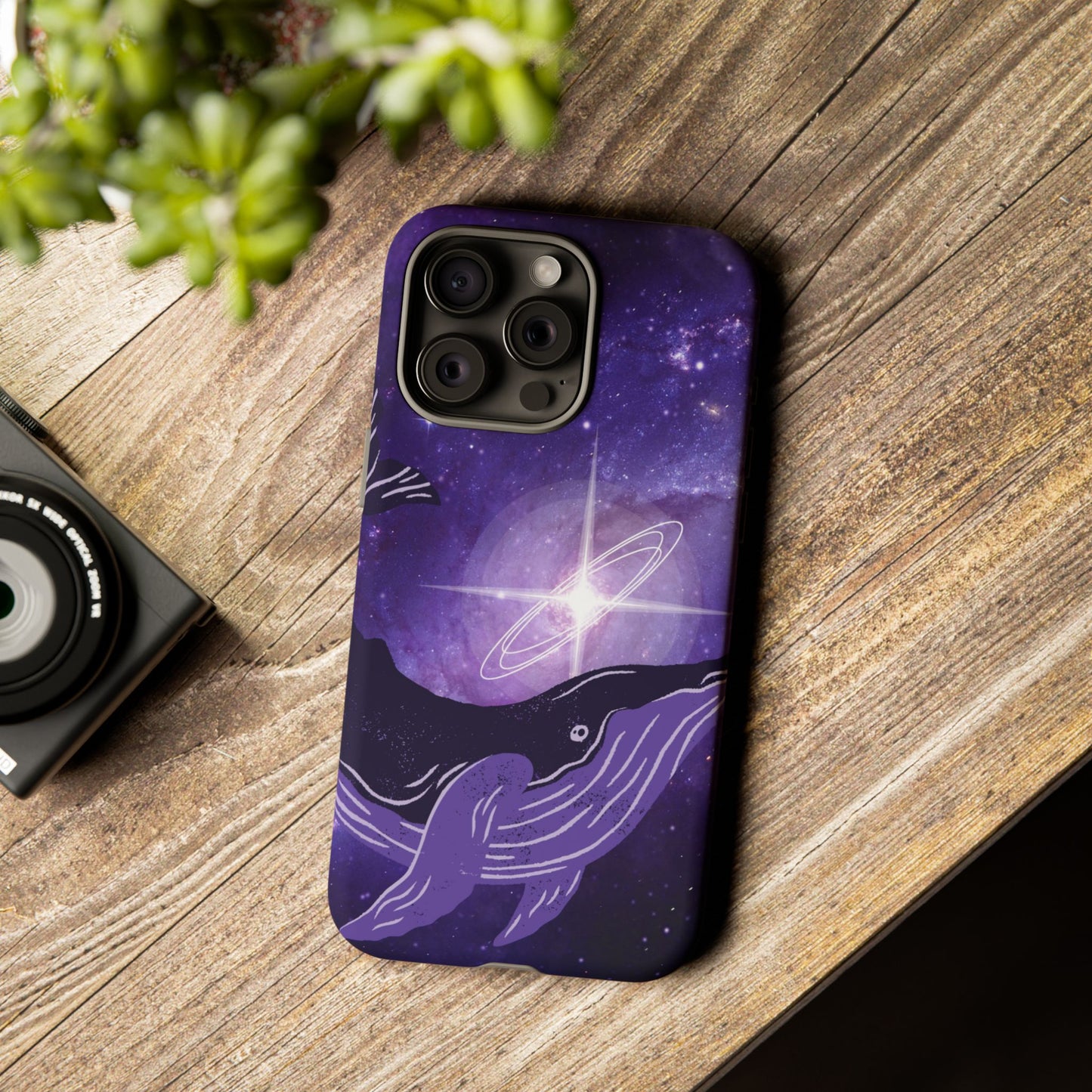 Purple Whale in Outer Space Phone Case
