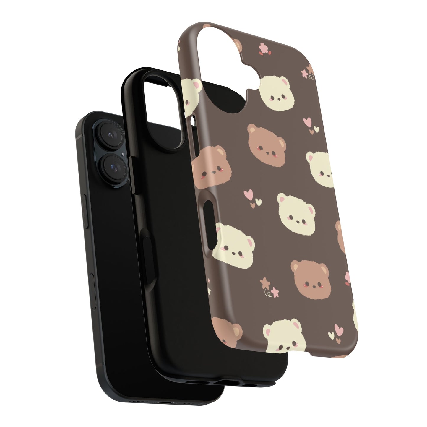 Brown Illustration Cute Bear Pattern Phone Case
