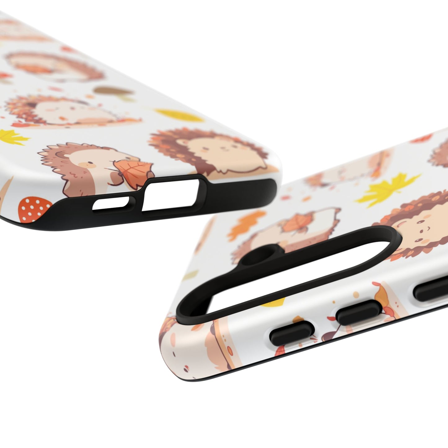 Cute Autumn Hedgehog with Orange Leaves and Mushrooms Pattern Phone Case