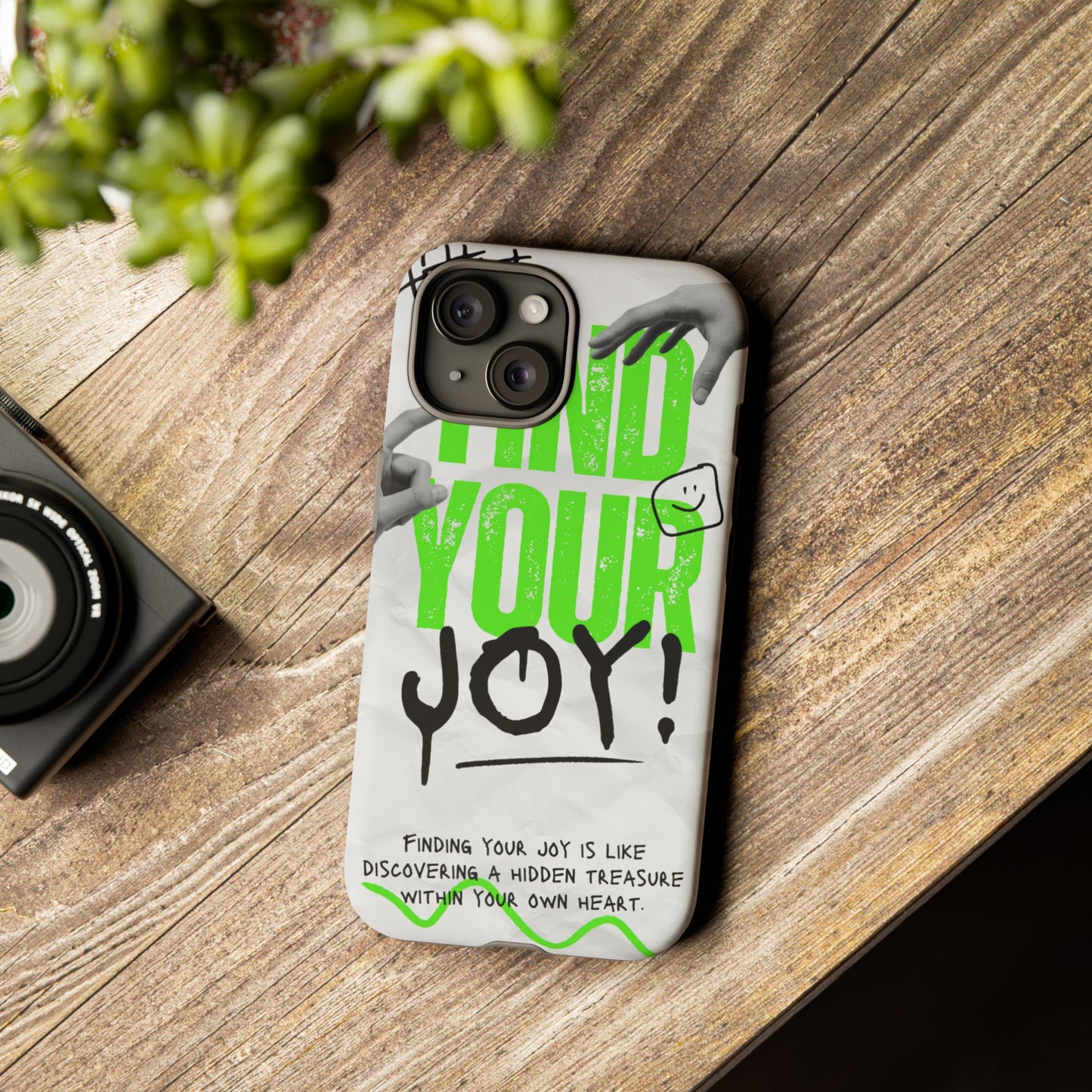 White Green Grunge Find Your Joy Phone Case
