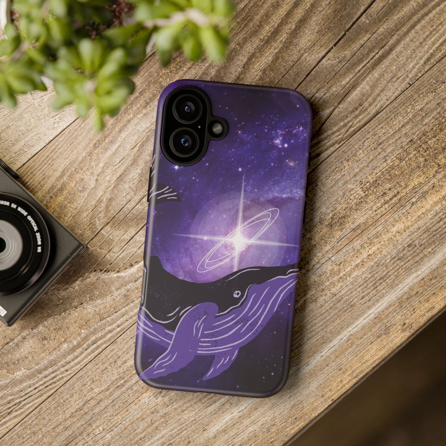 Purple Whale in Outer Space Phone Case