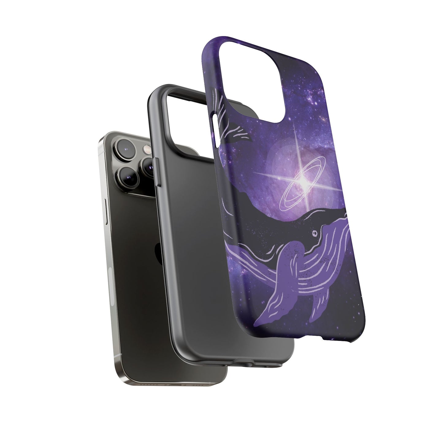 Purple Whale in Outer Space Phone Case