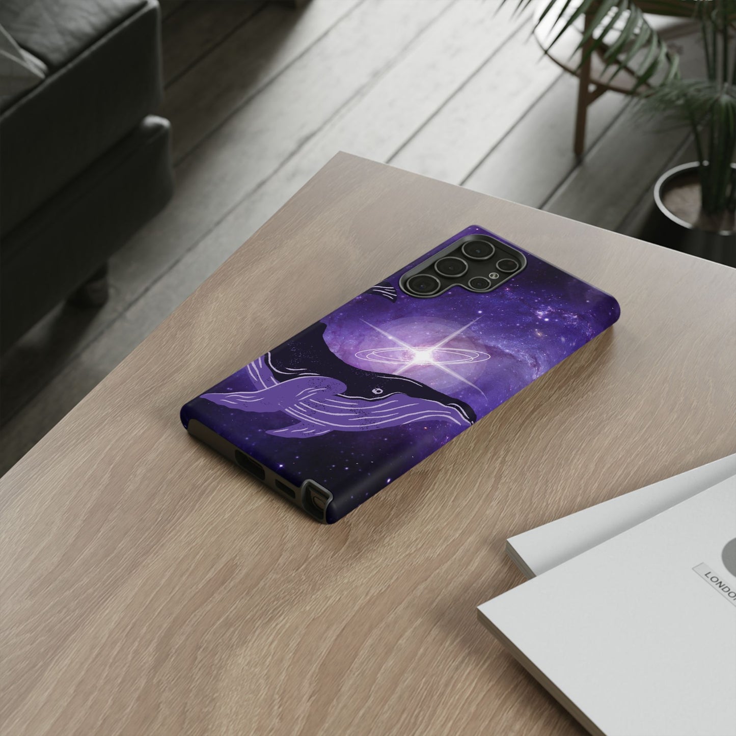 Purple Whale in Outer Space Phone Case