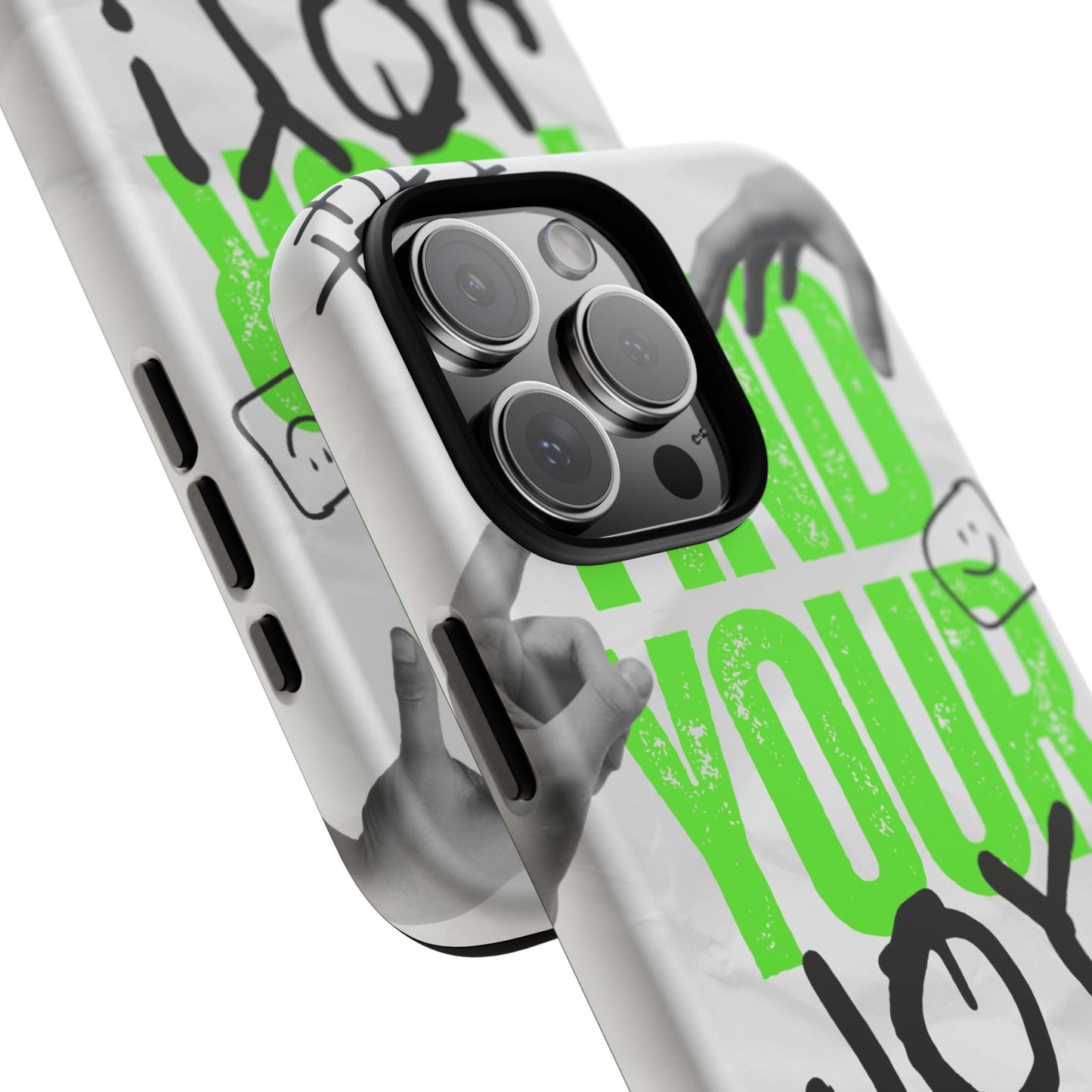 White Green Grunge Find Your Joy Phone Case