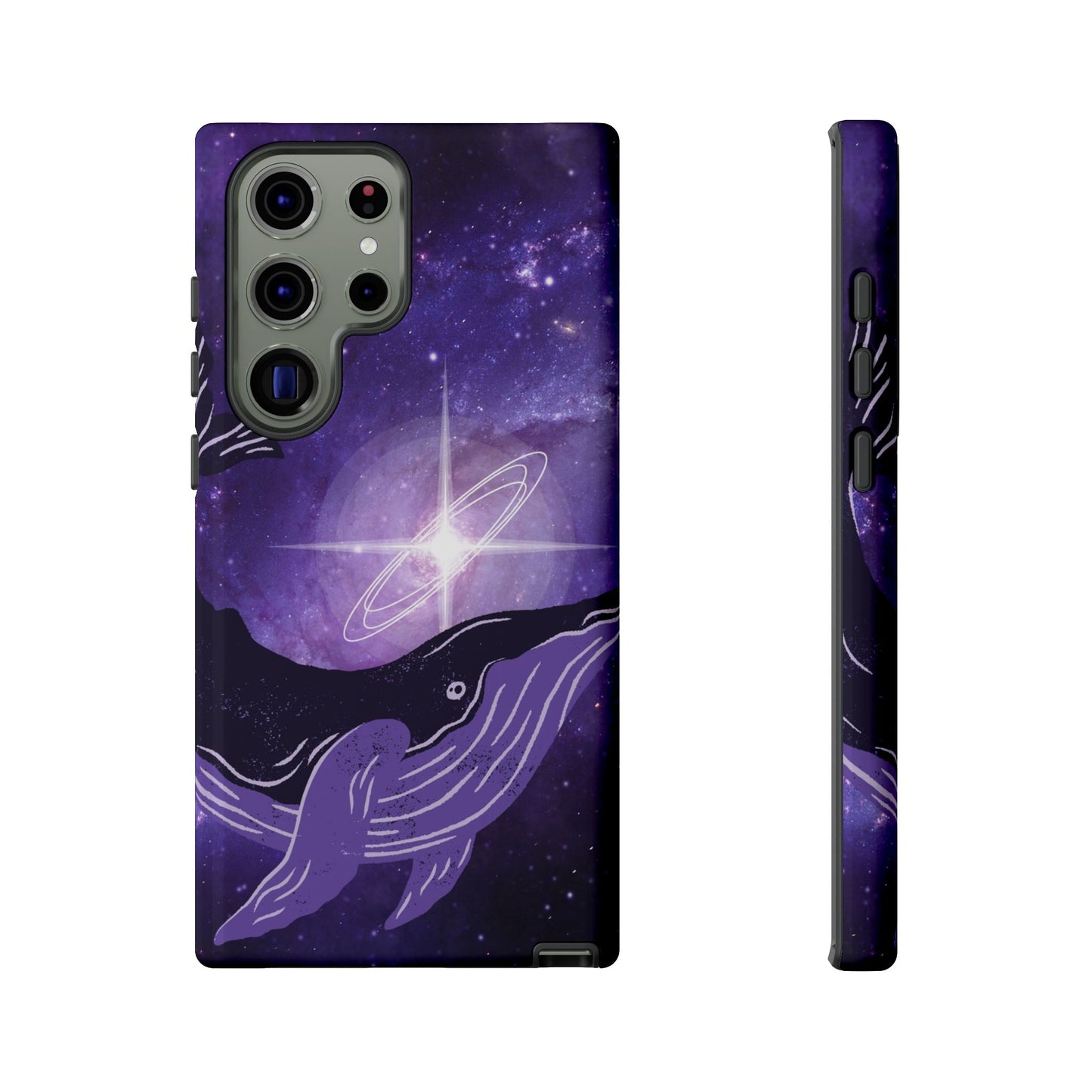 Purple Whale in Outer Space Phone Case