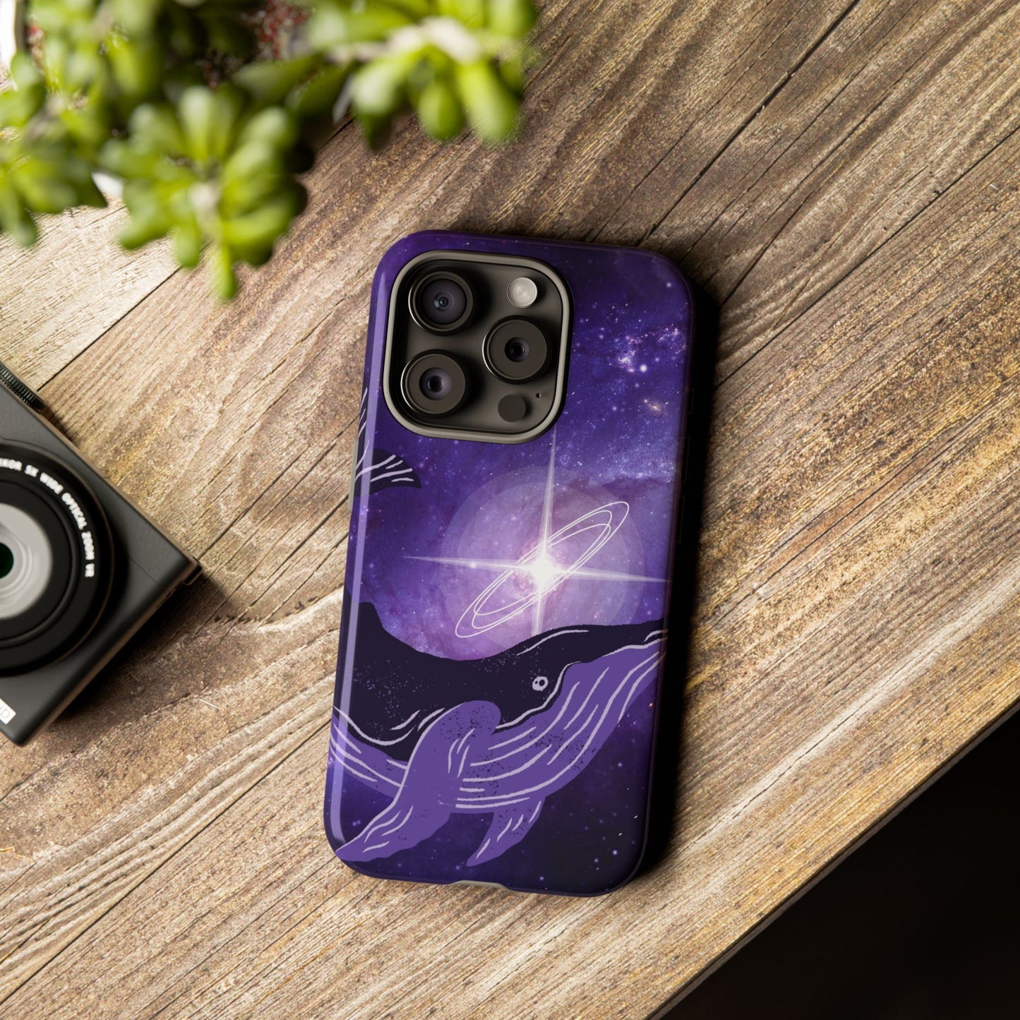 Purple Whale in Outer Space Phone Case