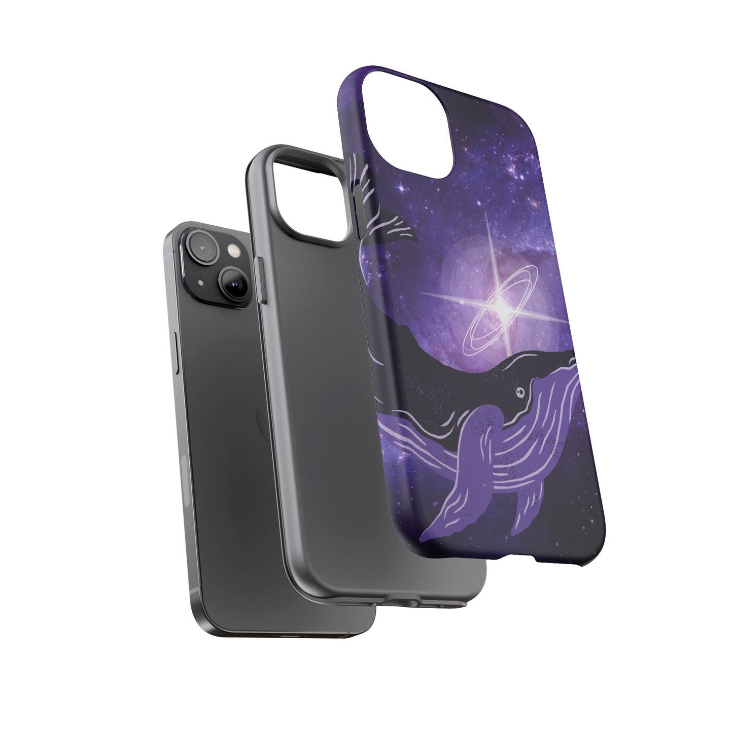 Purple Whale in Outer Space Phone Case