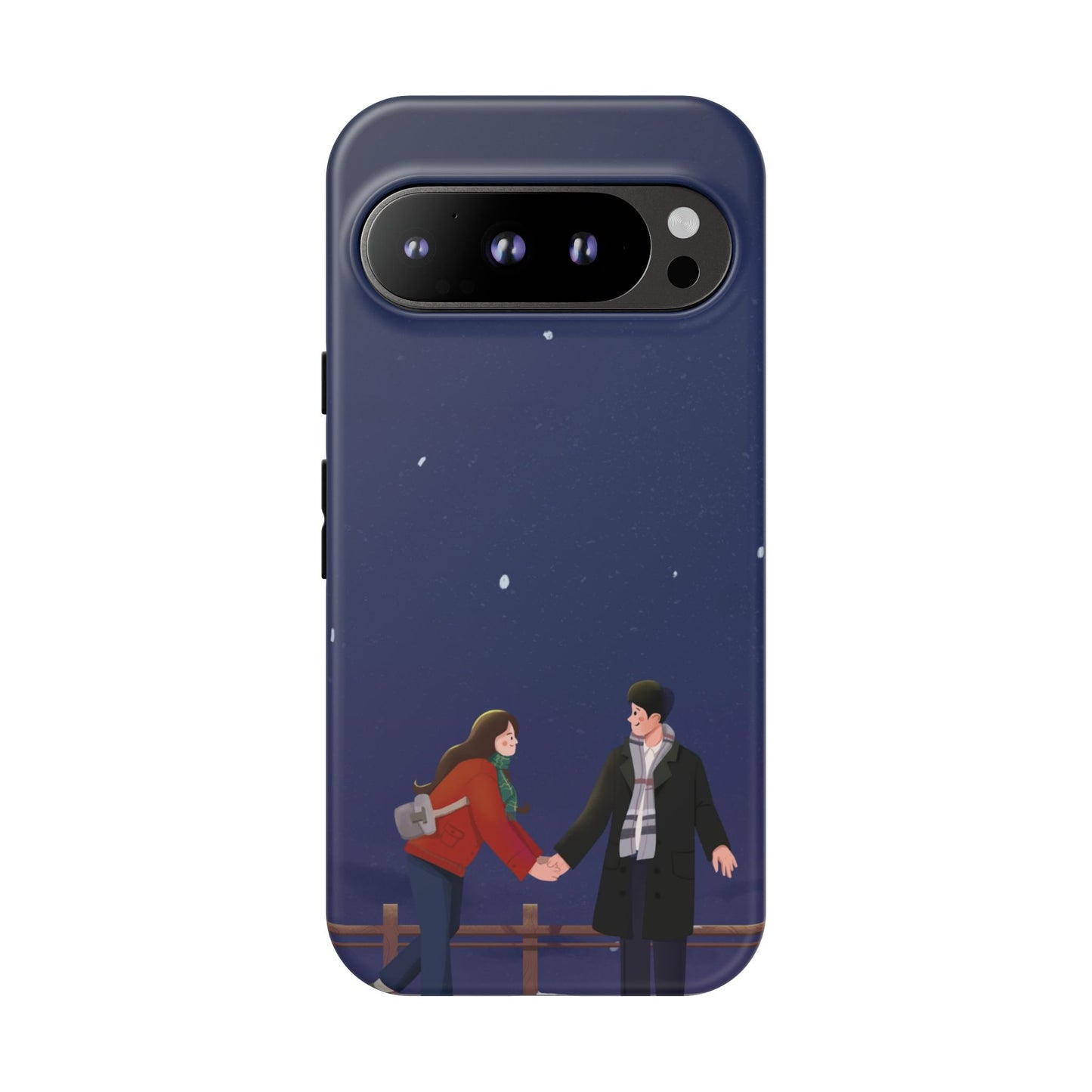 Blue Illustrated Couple and Night Sky Phone Case