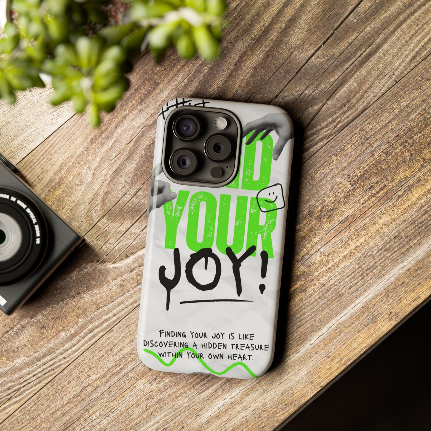 White Green Grunge Find Your Joy Phone Case