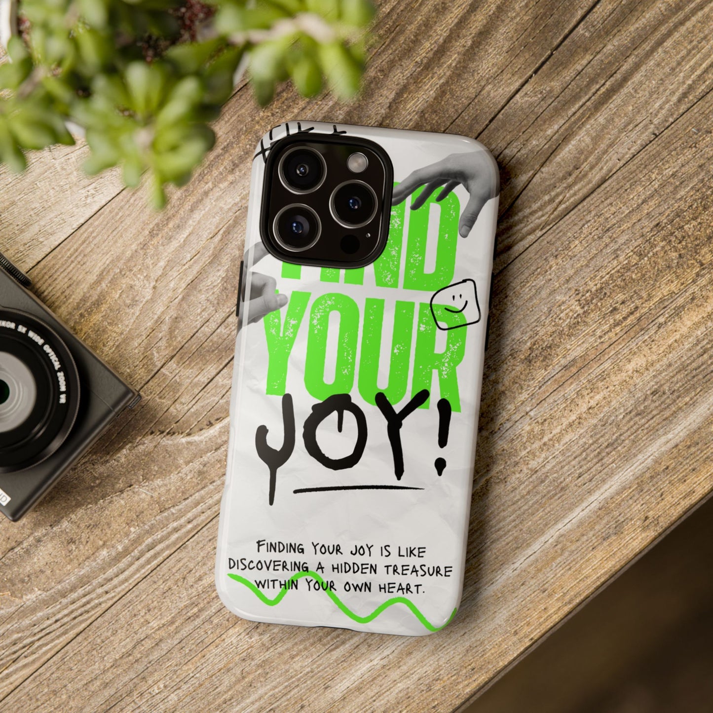 White Green Grunge Find Your Joy Phone Case