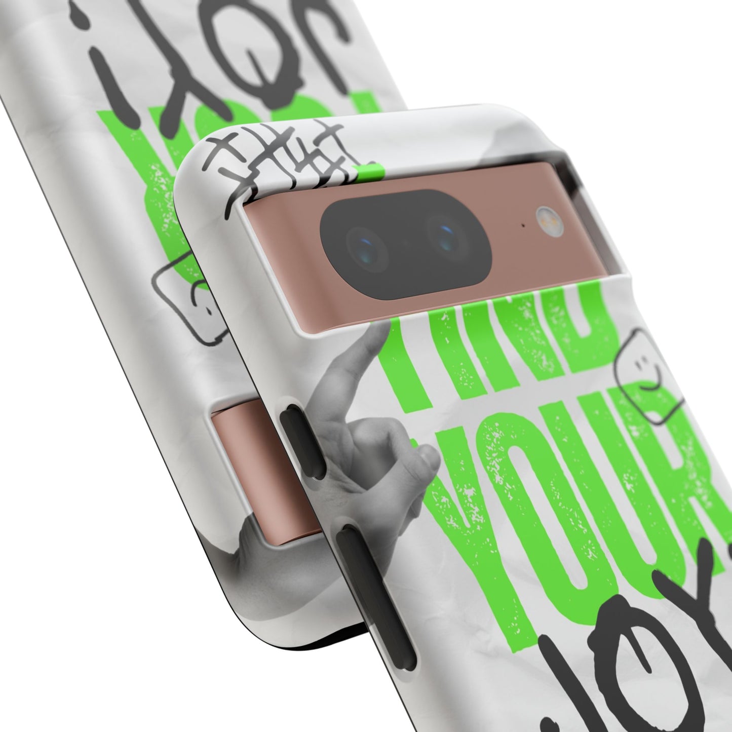White Green Grunge Find Your Joy Phone Case