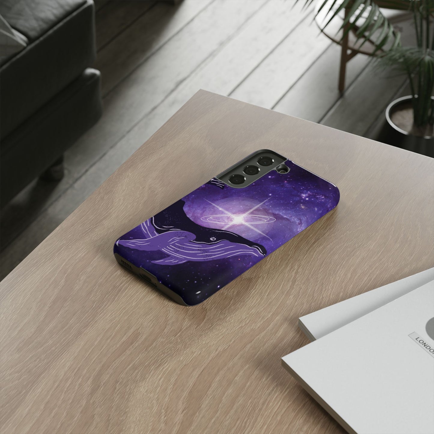 Purple Whale in Outer Space Phone Case