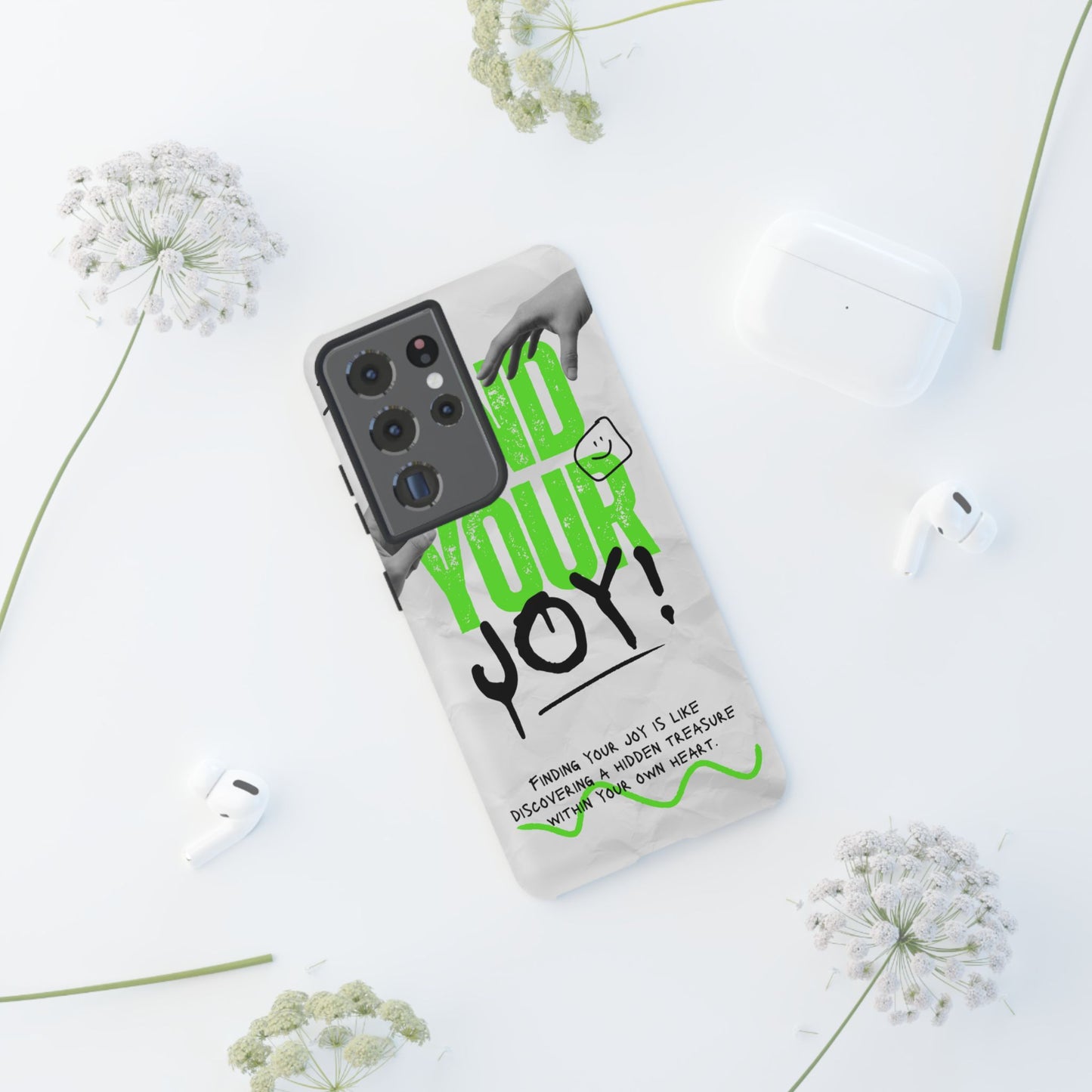 White Green Grunge Find Your Joy Phone Case