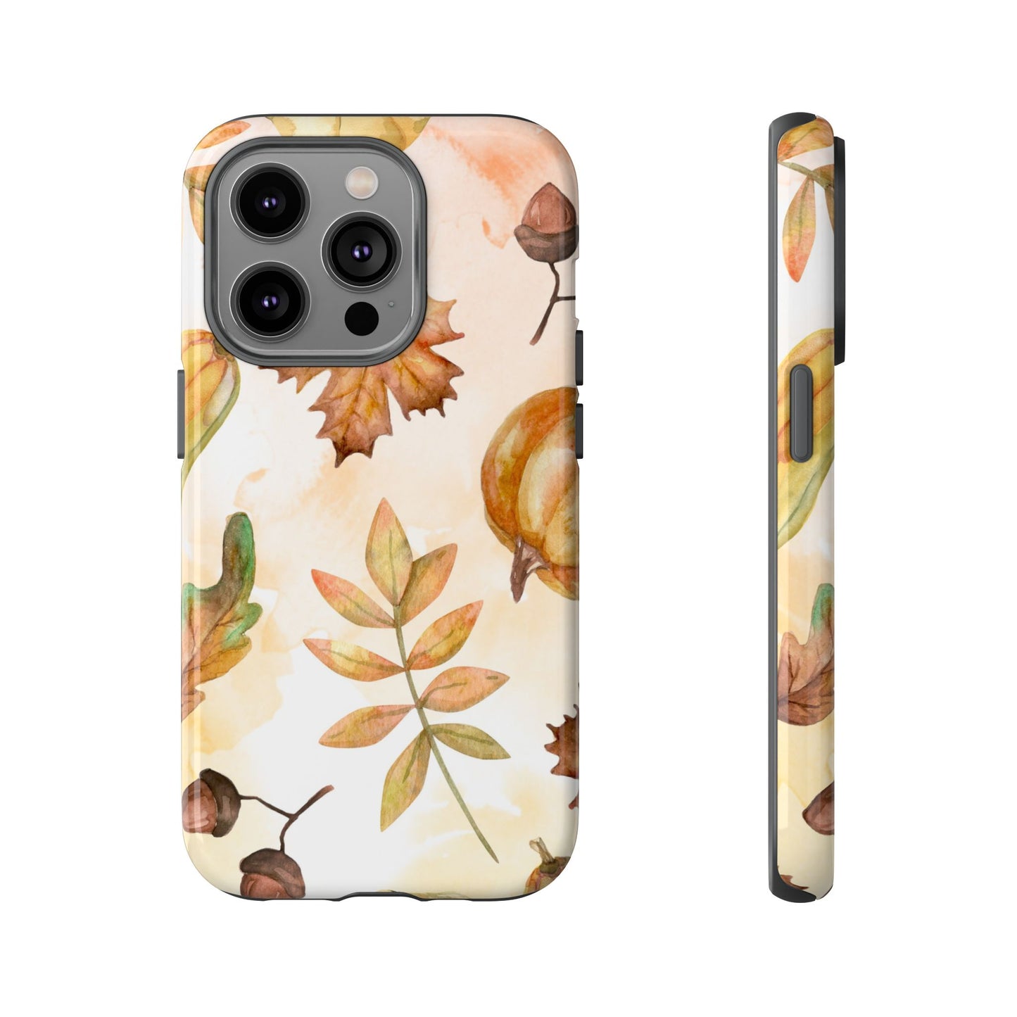 Orange Brown Watercolor Autumn Pattern Phone Case