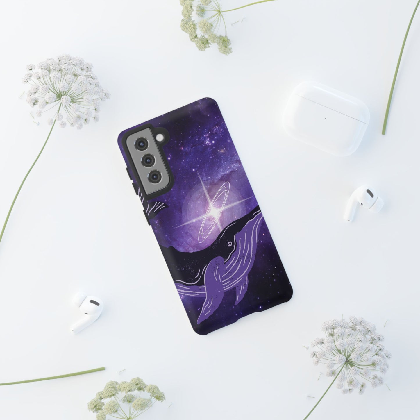 Purple Whale in Outer Space Phone Case
