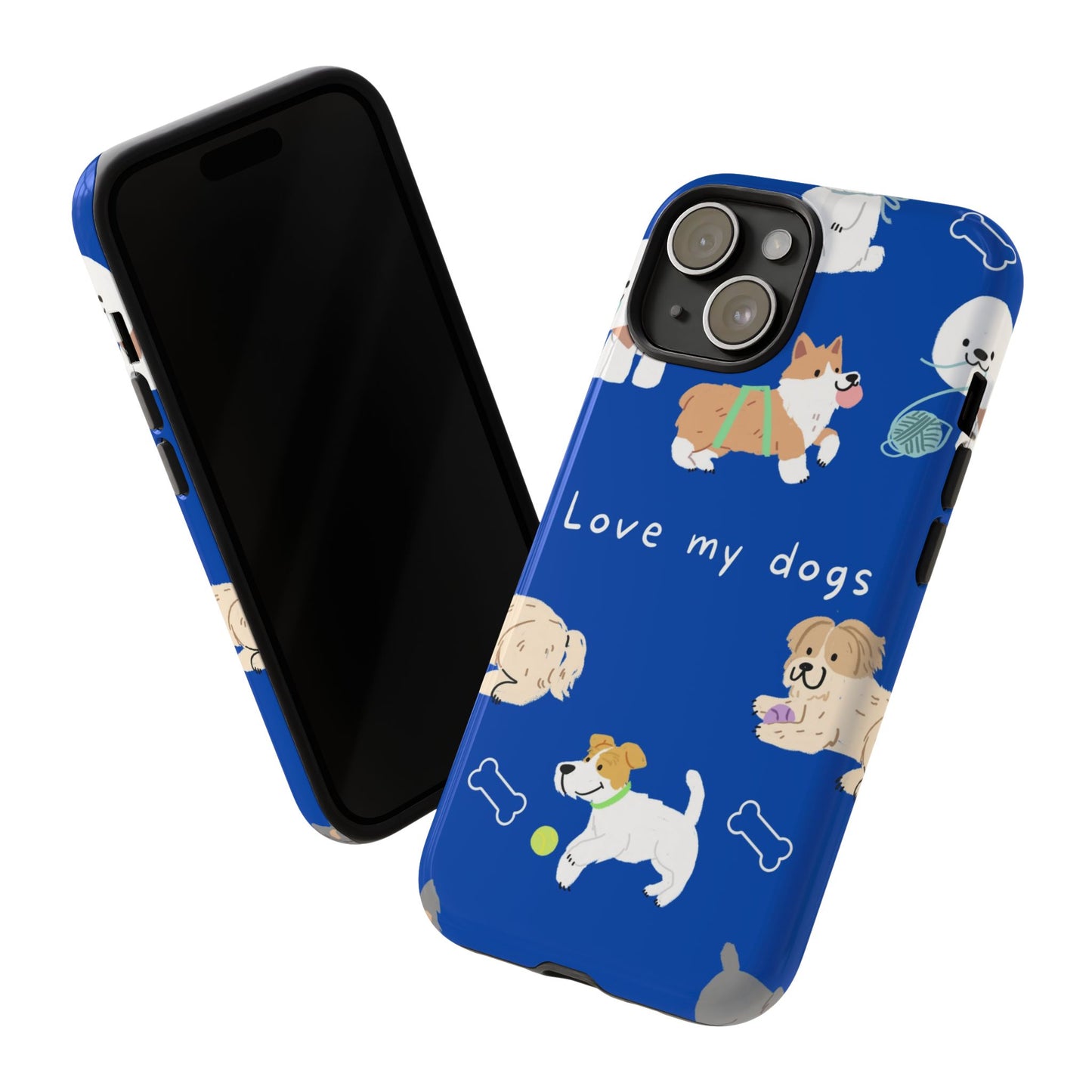 Blue White Dog Minimal Cute Case Phone