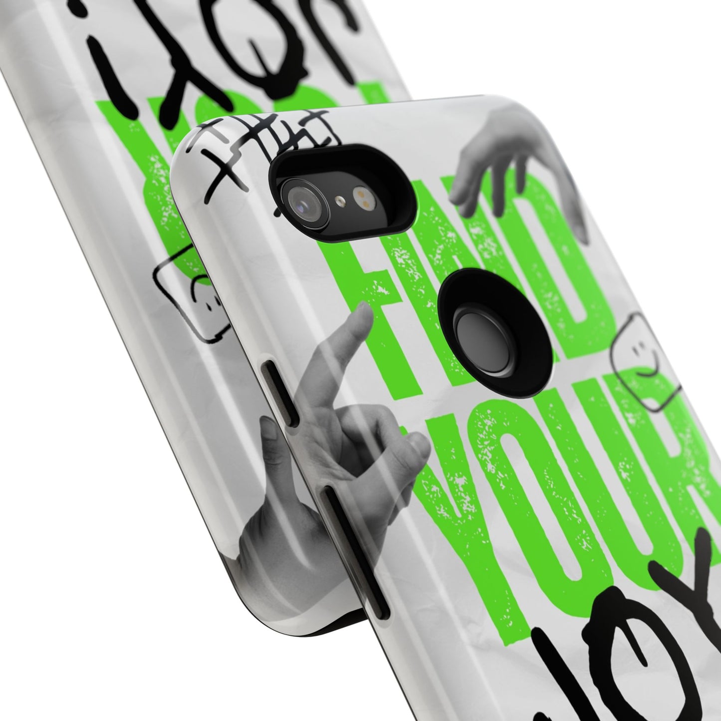 White Green Grunge Find Your Joy Phone Case