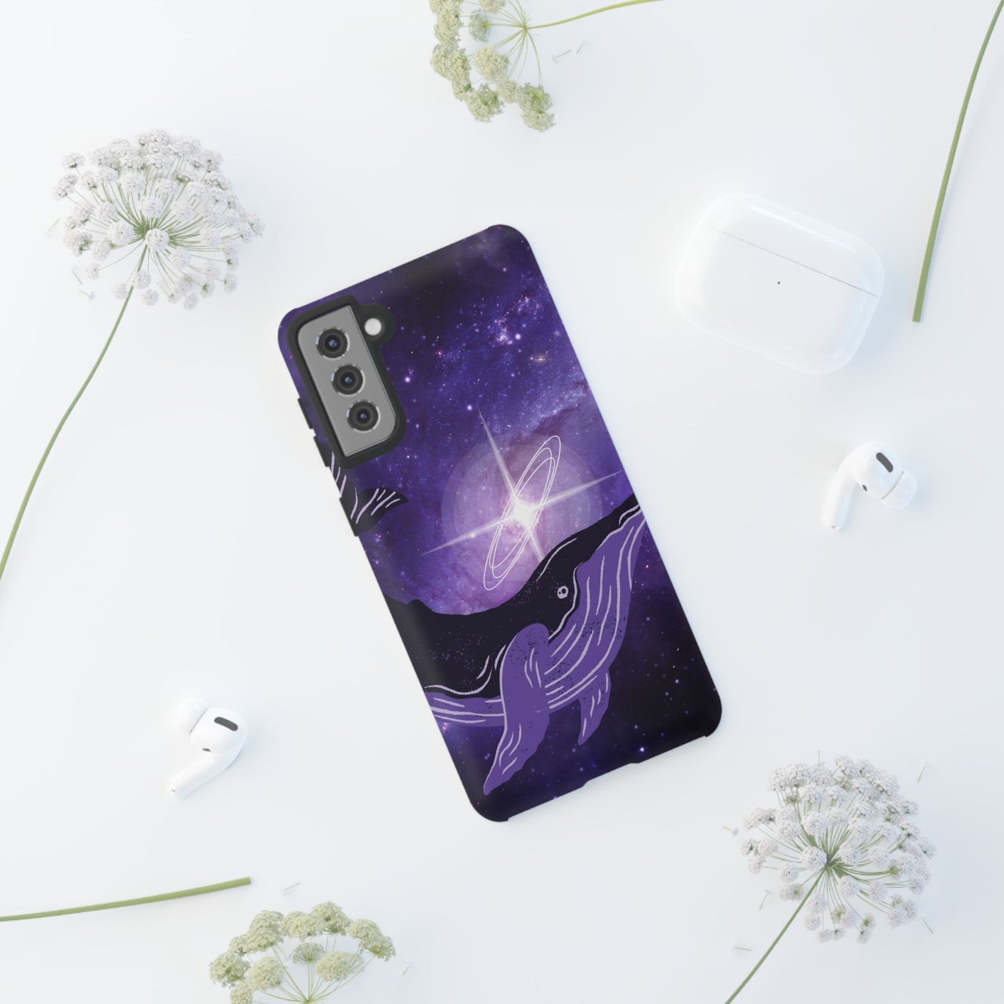 Purple Whale in Outer Space Phone Case