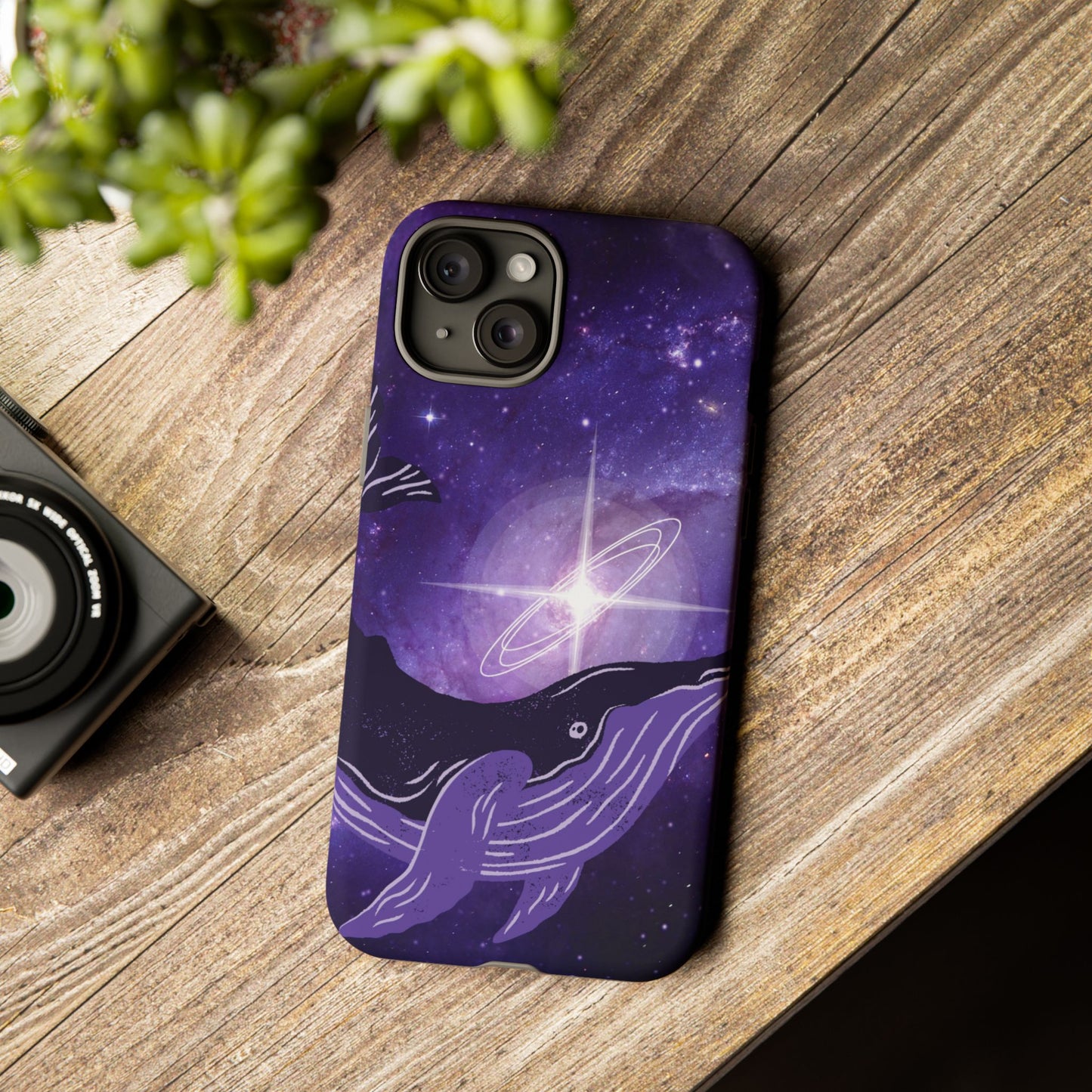 Purple Whale in Outer Space Phone Case