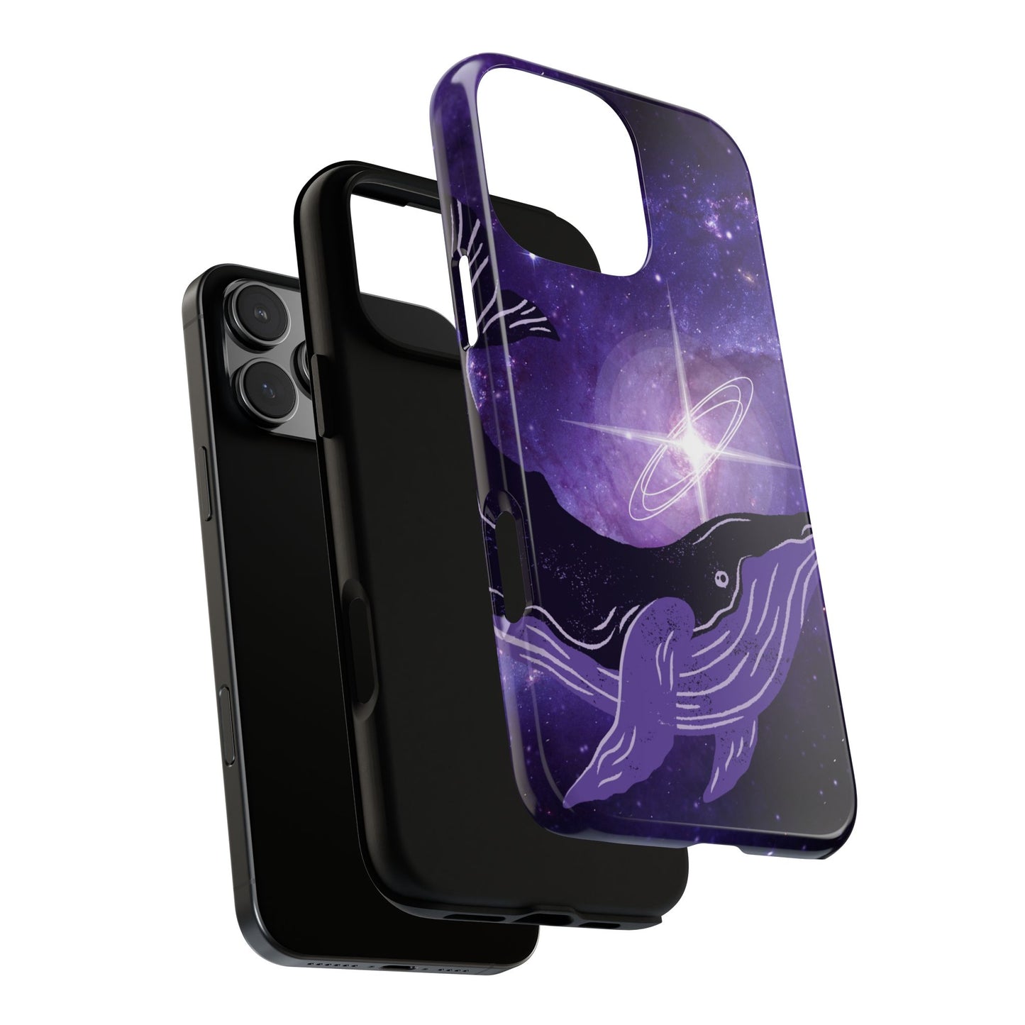 Purple Whale in Outer Space Phone Case