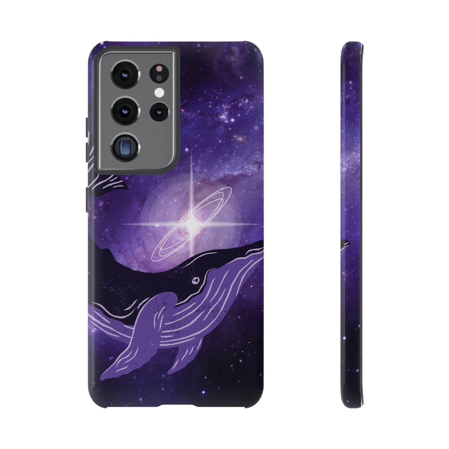 Purple Whale in Outer Space Phone Case