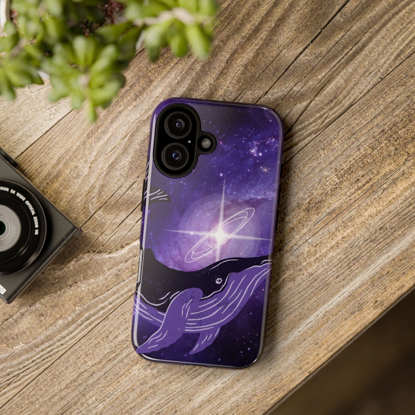 Purple Whale in Outer Space Phone Case