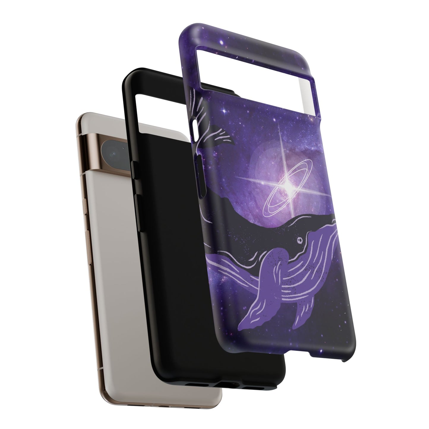 Purple Whale in Outer Space Phone Case