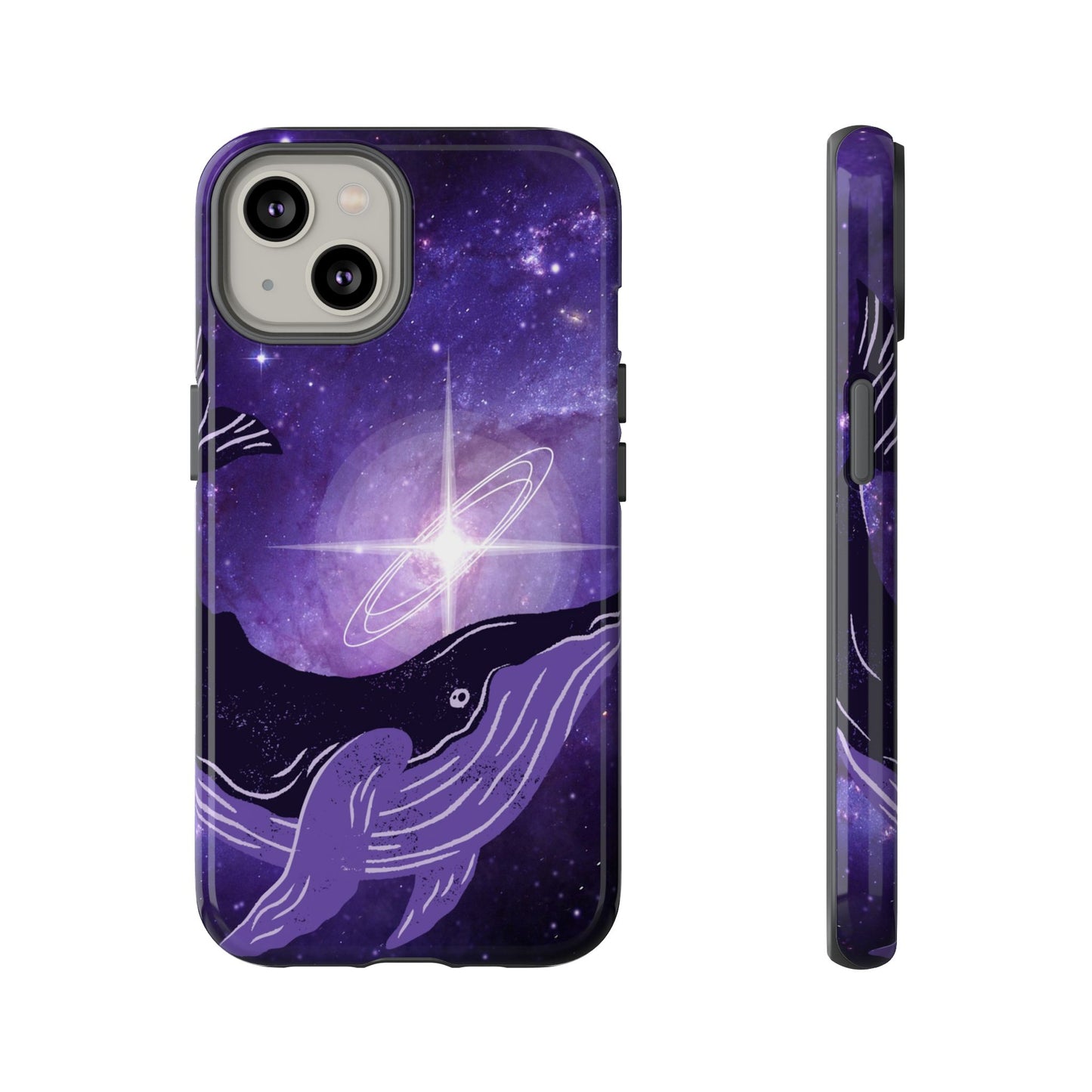 Purple Whale in Outer Space Phone Case