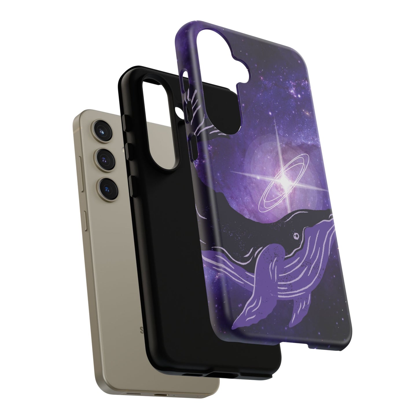 Purple Whale in Outer Space Phone Case