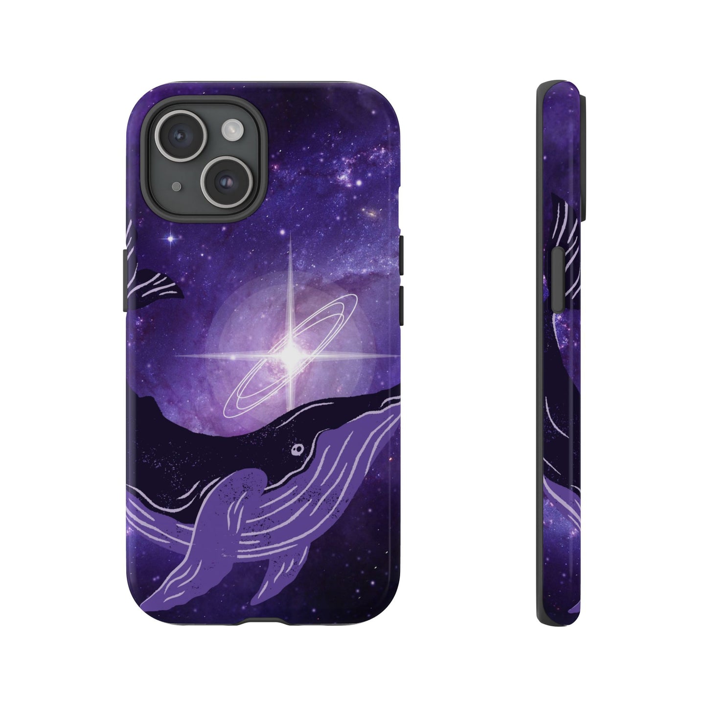 Purple Whale in Outer Space Phone Case