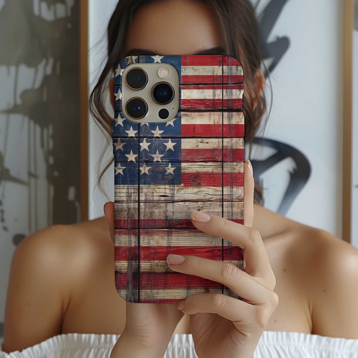 American Flag Rustic Wood iPhone MagSafe Case - Techy Treasures -